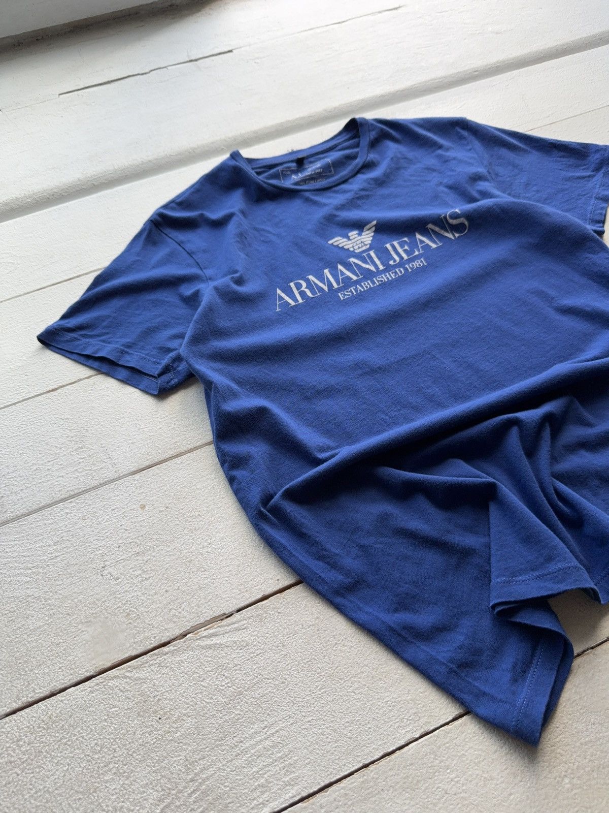 Armani 00s Luxury Retro Big Logo Armani Jeans Y2K T Shirt Size US S / EU 44-46 / 1 - 2 Thumbnail