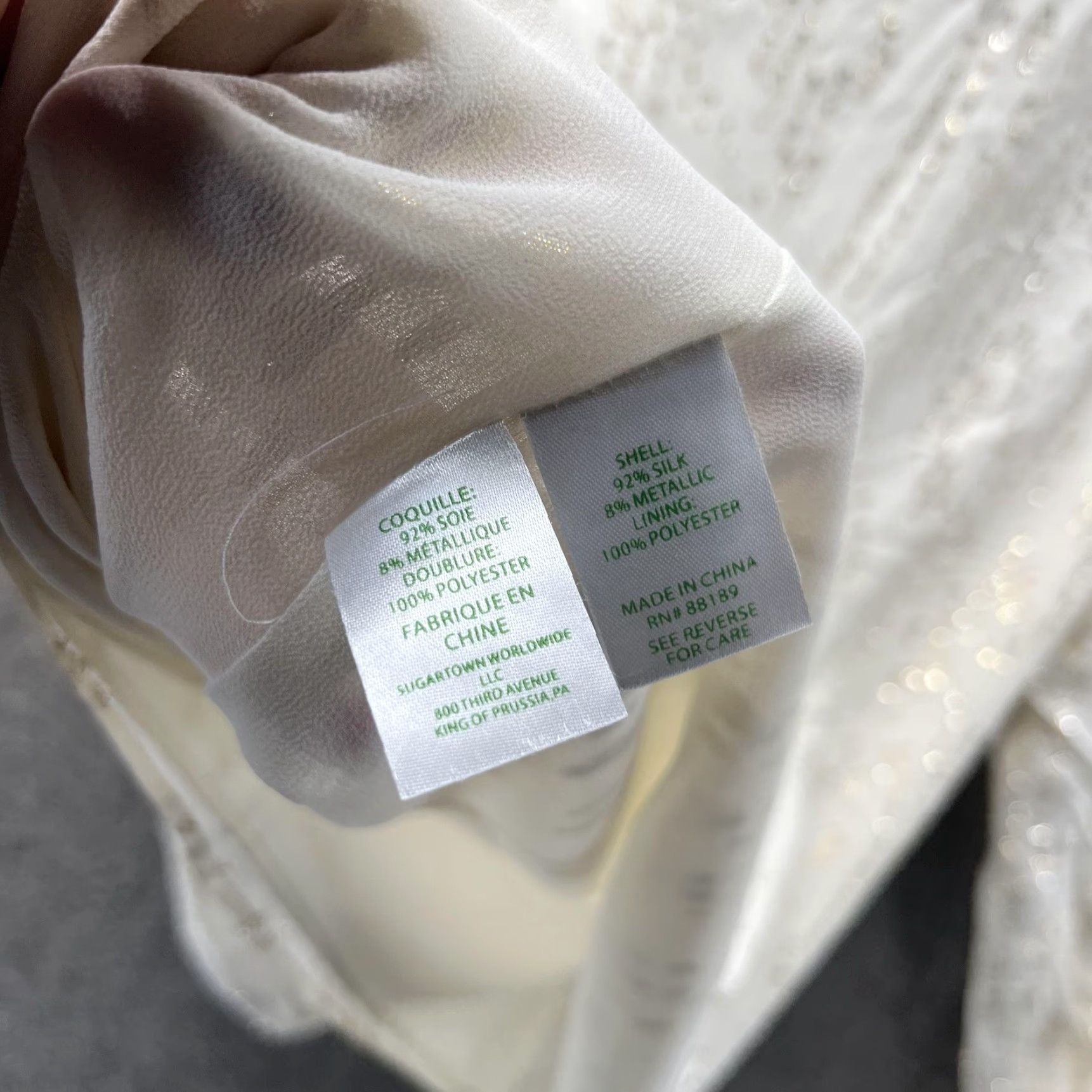 Lilly Pulitzer Lilly Pulitzer Blouse Womens Large White Metallic Silk Blend Long Sleeve Top Size L / US 10 / IT 46 - 3 Thumbnail