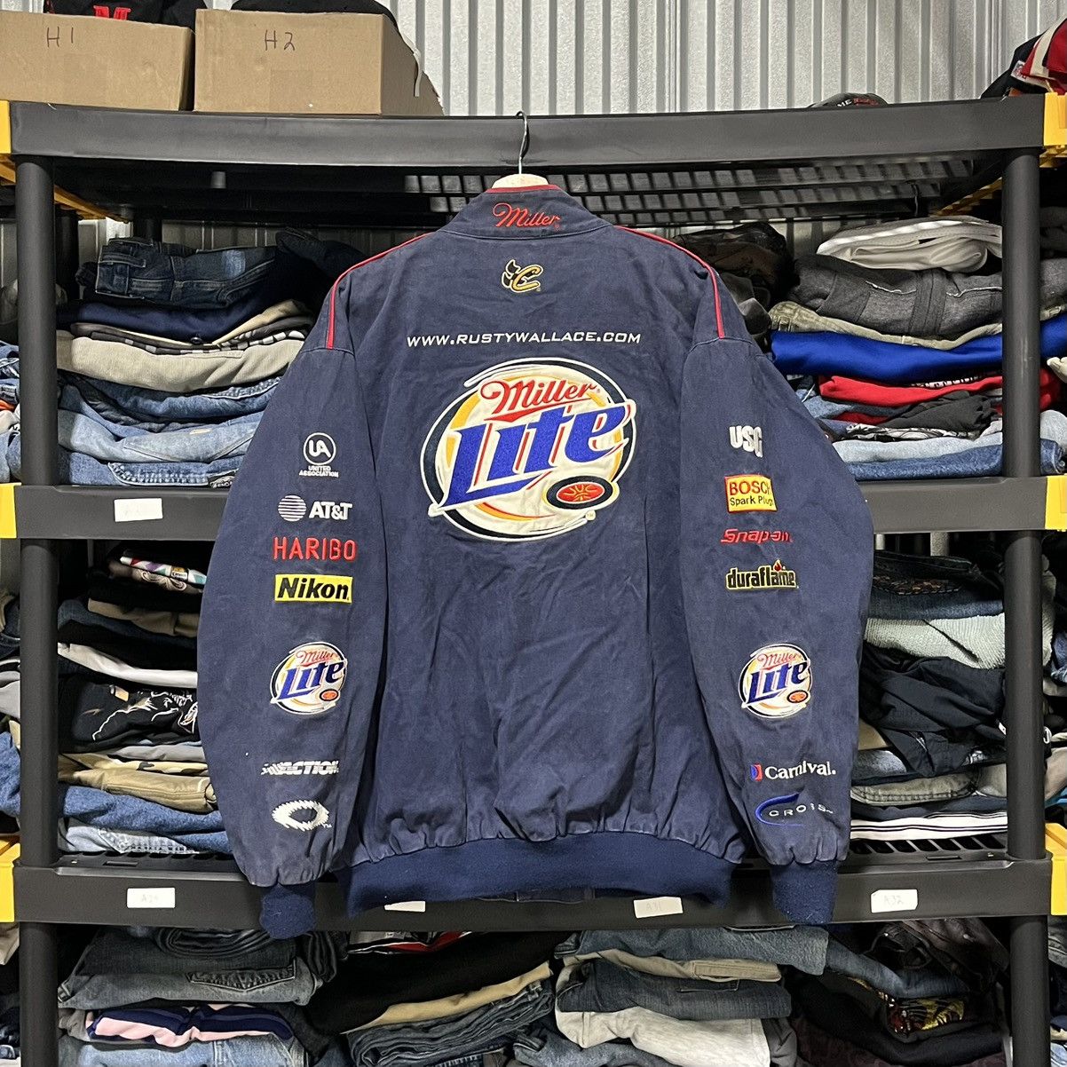 Chase Authentics VINTAGE MILLER LITE RUSTY WALLACE RACING JACKET 90s LARGE Size US L / EU 52-54 / 3 - 2 Thumbnail