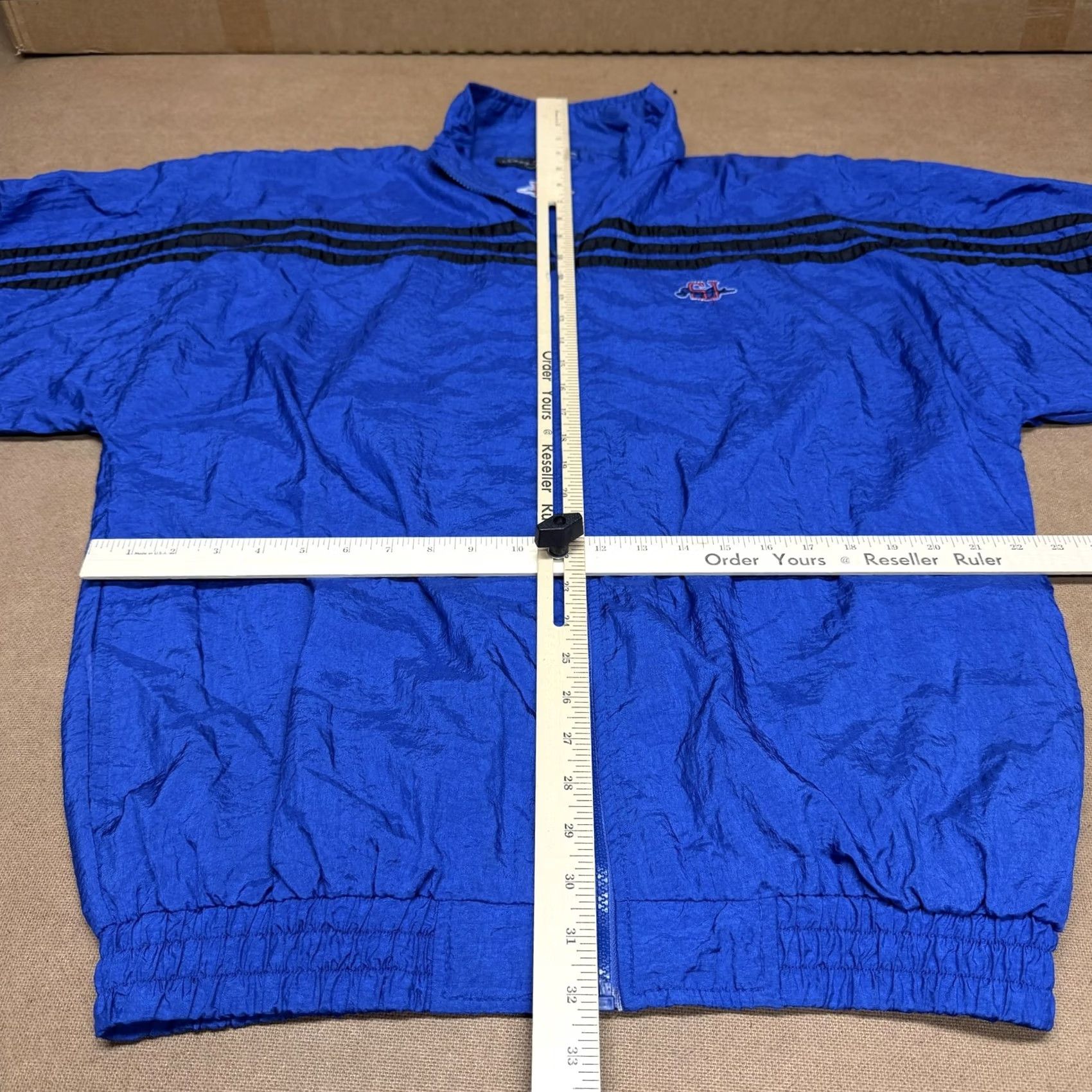Sean John Sean John Jacket Mens XL Blue Nylon Windbreaker Full Zip Striped SJ Logo וד Size US XL / EU 56 / 4 - 7 Thumbnail