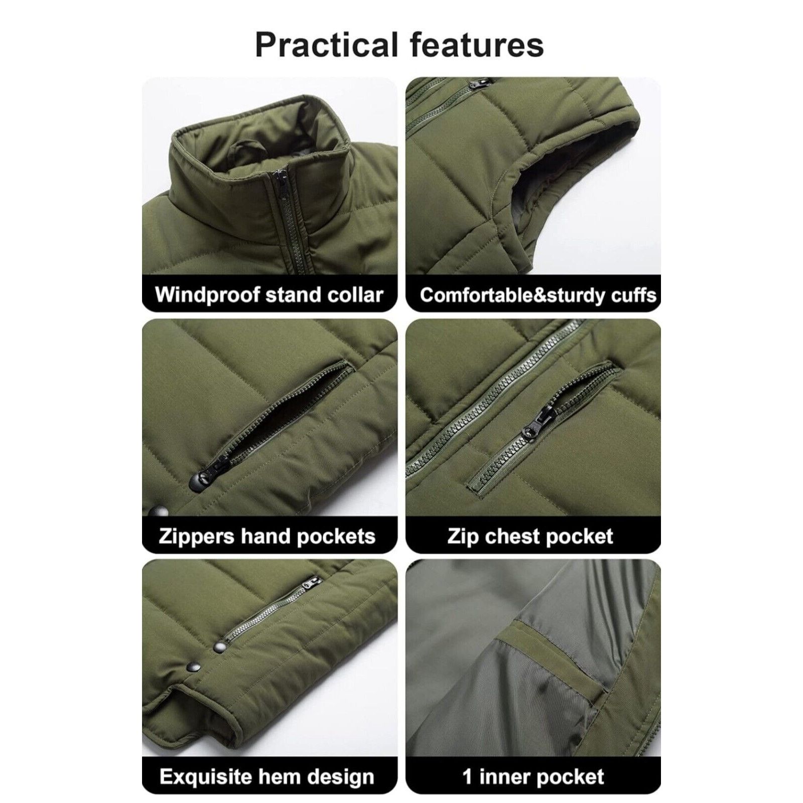 & Other Stories Chrisuno Women's Winter Vests Quilted Puffer 2X Army Green Size XXL / US 16-18 / IT 52-54 - 5 Thumbnail