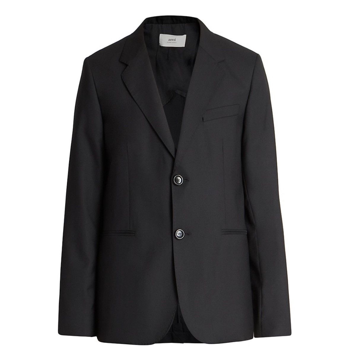 AMI NEW 48 Black Wool Two Button Blazer Jacket Suit Tailoring Size 38R - 2 Thumbnail