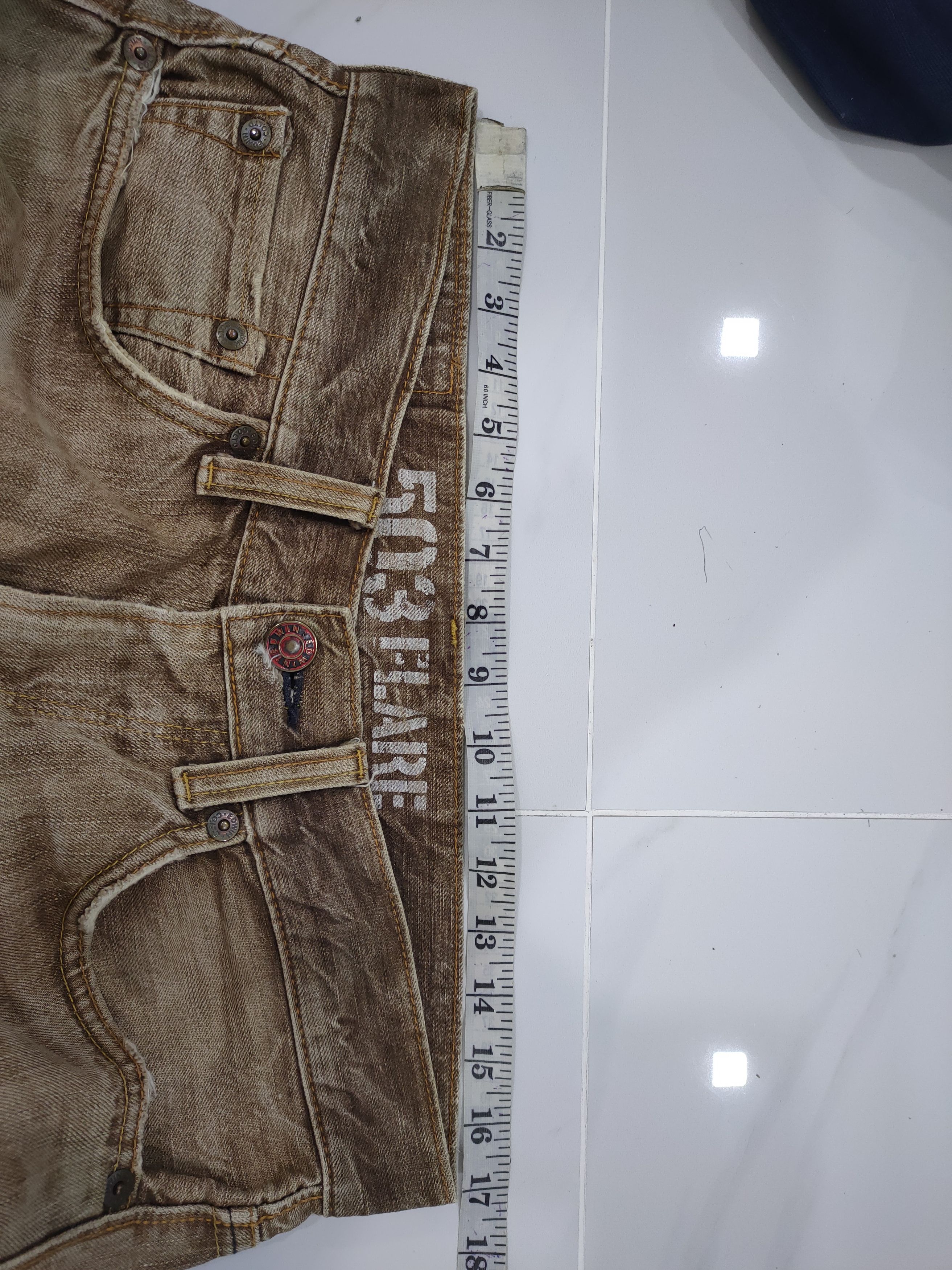 Edwin × Japanese Brand × Vintage VINTAGE EDWIN 503 FLARE BROWN DISTRESSED JEANS PANTS Size US 33 - 7 Thumbnail