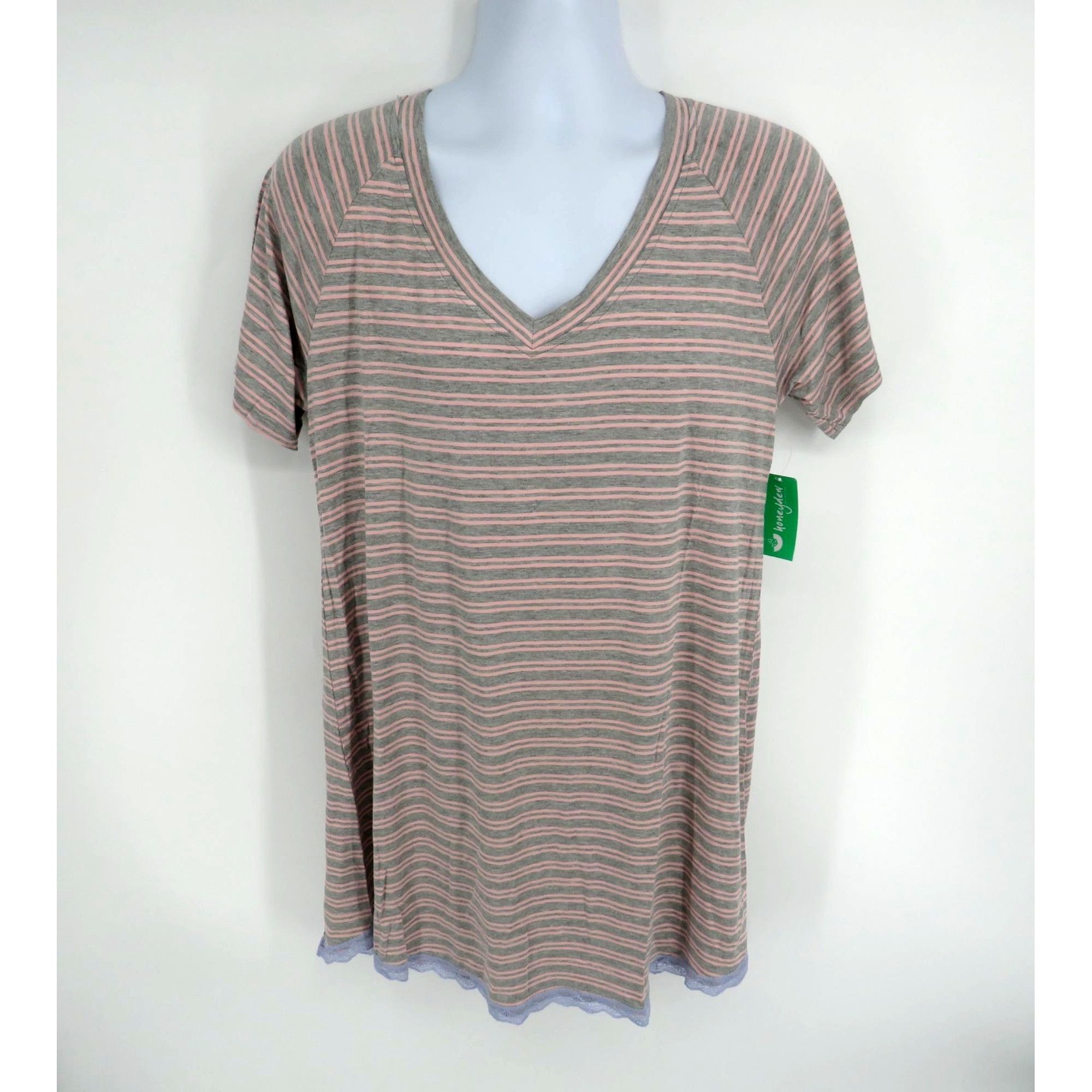 Other Honeydew Women's Large Striped V-Neck Nightshirt NWT Size ONE SIZE - 1 Thumbnail