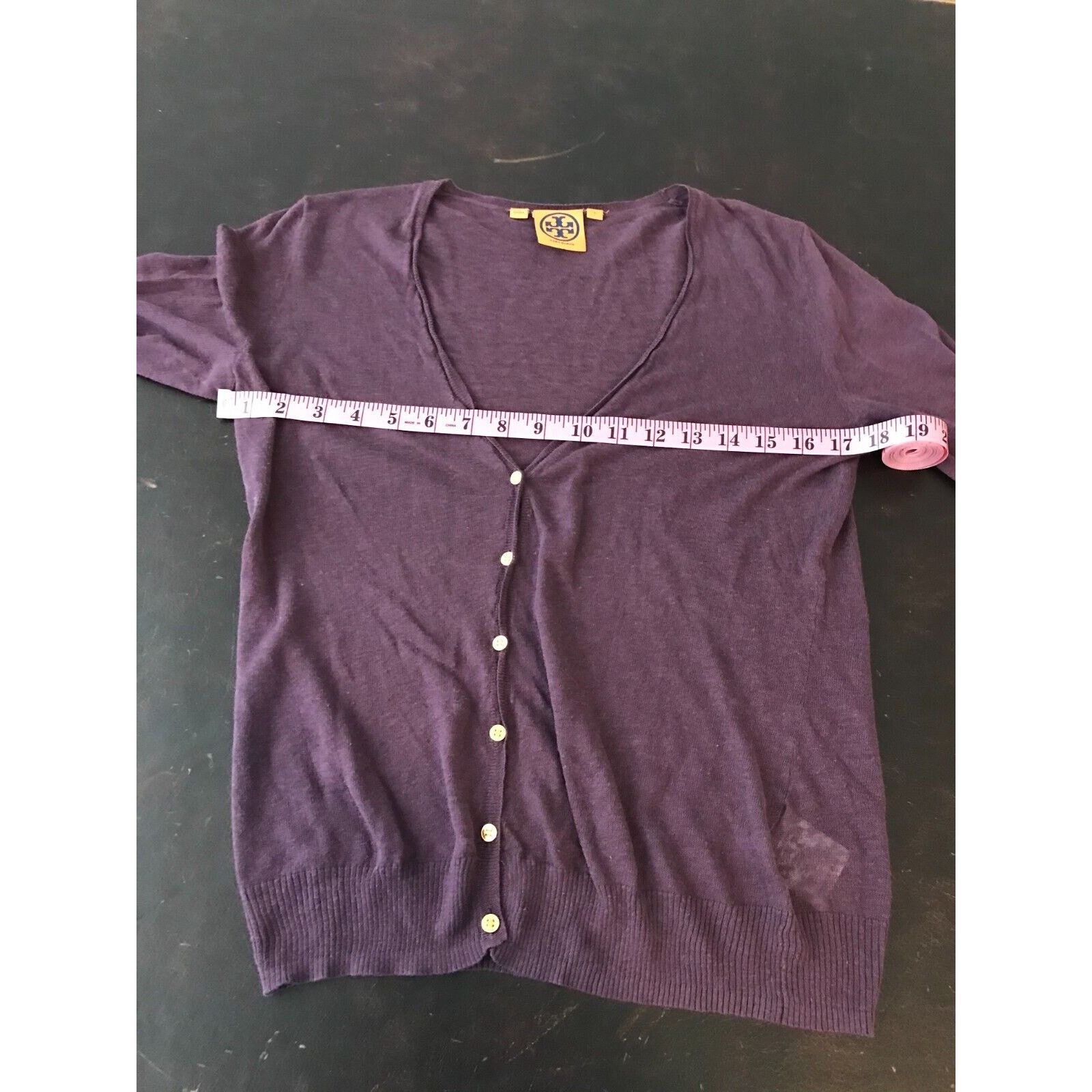 Tory Burch Tory Burch Purple Gold Button Front Linen Blend Cardigan Size S / US 4 / IT 40 - 7 Thumbnail