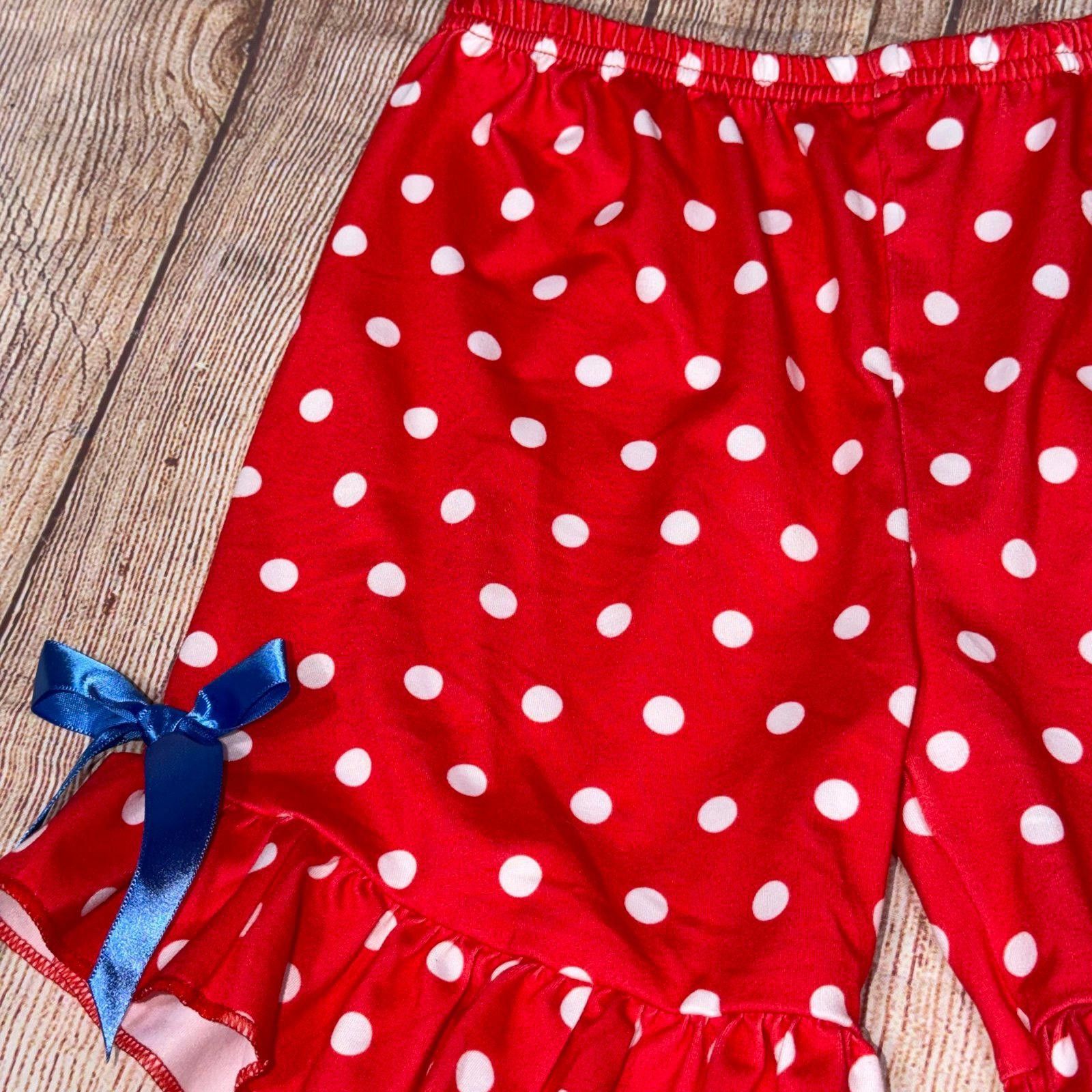 Other Girls 8/9 Red Polka Dot Ruffle Hem Shorts with Blue Ribbon Size 24" / US 00 / IT 34 - 4 Thumbnail