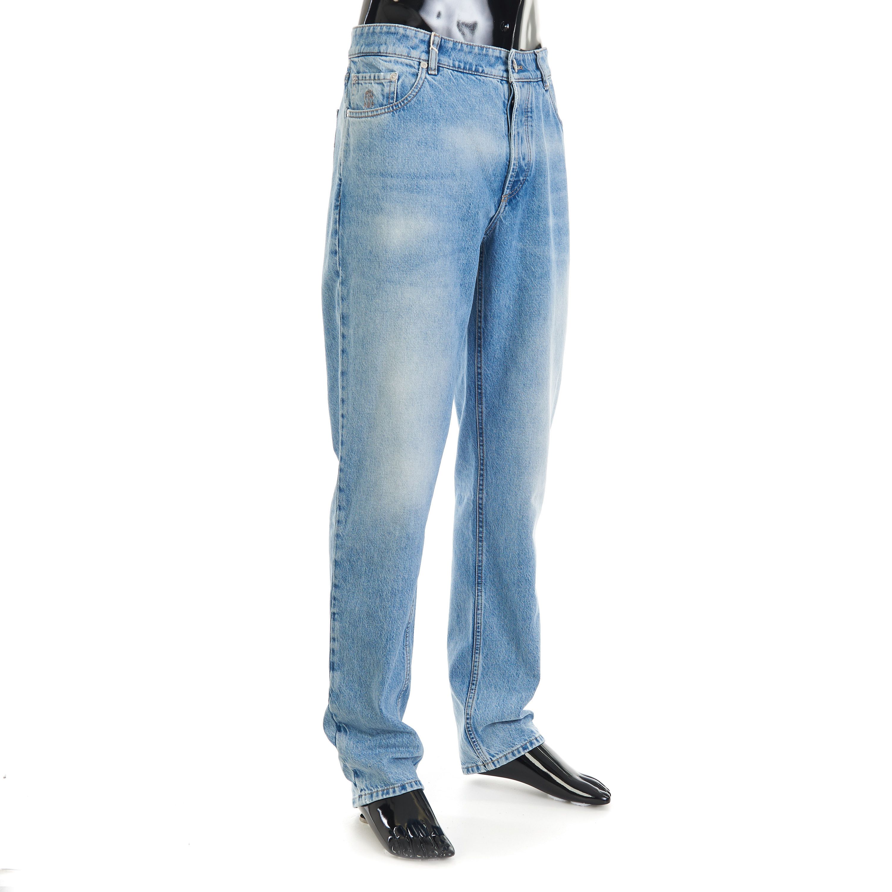 Brunello Cucinelli Blue Five-Pocket Trousers - Traditional Fit Cotton Denim Size US 36 / EU 52 - 3 Thumbnail
