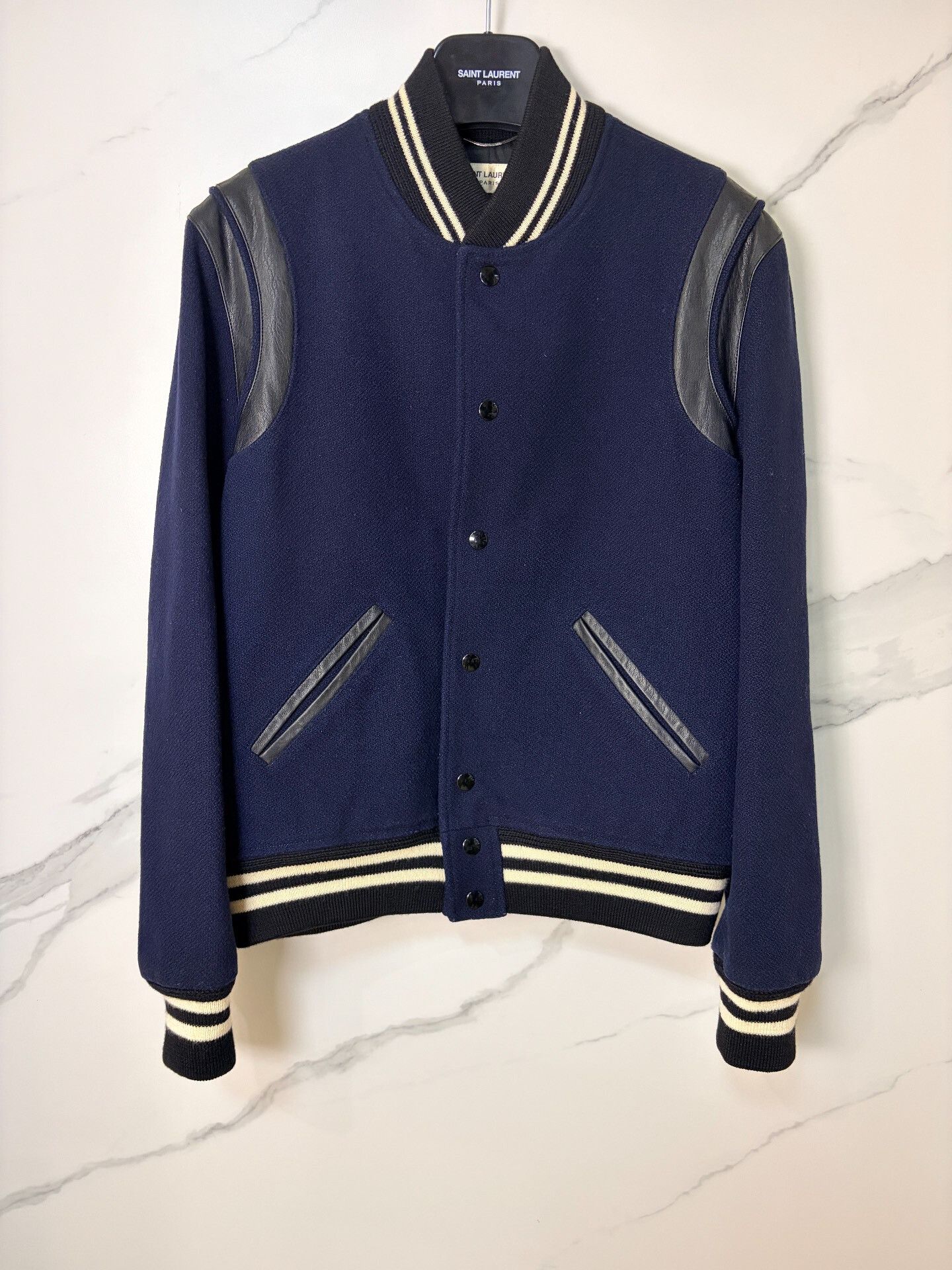 Saint Laurent Paris saint laurent navy blue baseball jacket Size US L / EU 52-54 / 3 - 1 Thumbnail