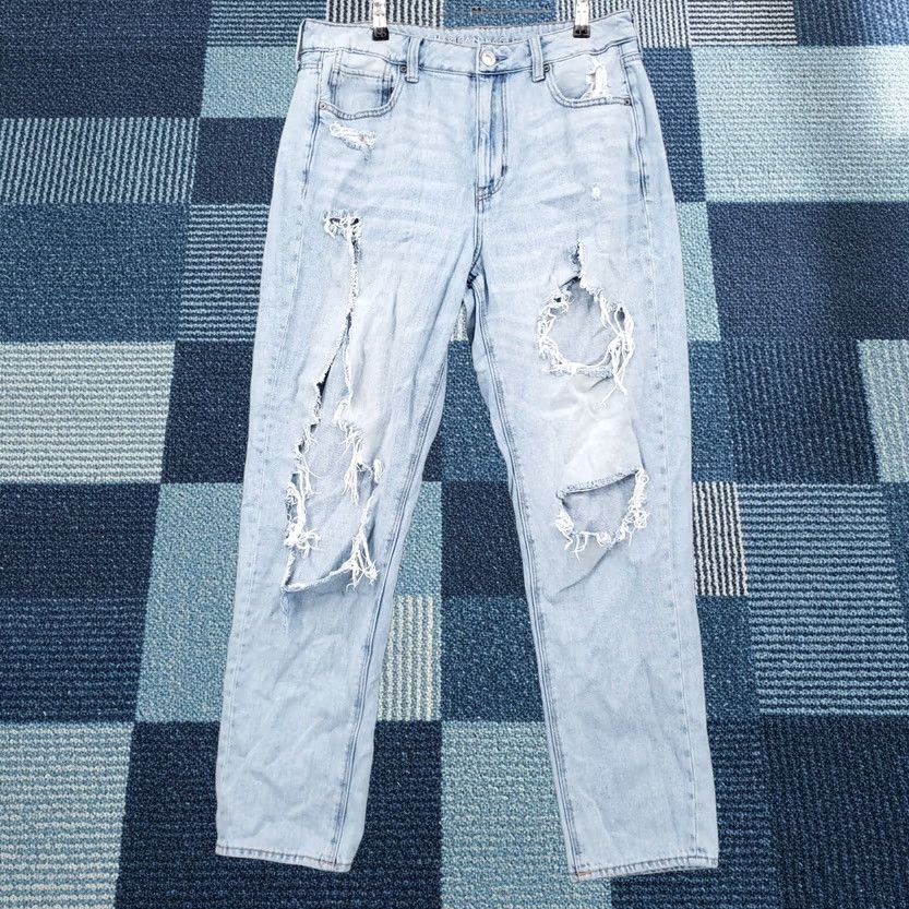 American Eagle Outfitters American Eagle Jeans Womens 12 Long Blue Hi Rise Tomgirl Ripped Denim Size 34" / US 12 / IT 48 - 1 Thumbnail