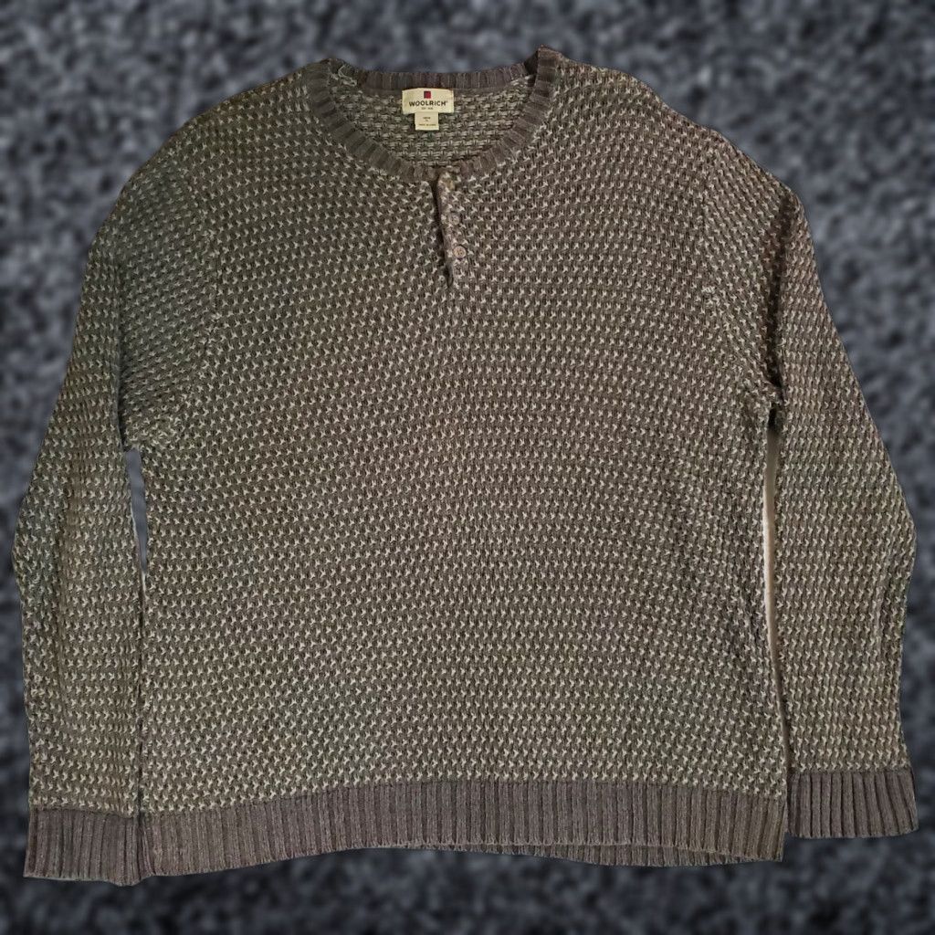Vintage VINTAGE Woolrich Cable Knit Sweater 1/4 Button Cotton Blend Men’s Size XL Brown Wool knit Crew Neck Classic Pullover 90s USA Vintage Mens Size XL Size XL / US 12-14 / IT 48-50 - 1 Thumbnail