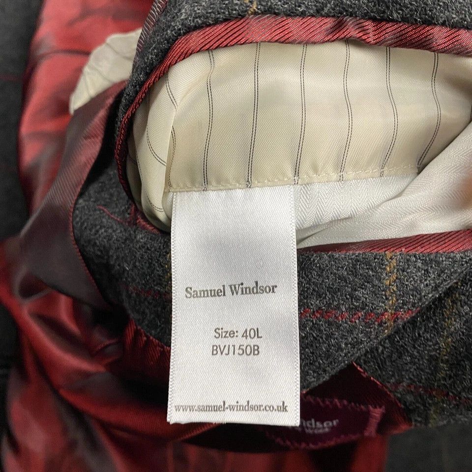 Other Samuel Windsor Blazer Men's 40L Window Pane Check 100% Wool Size 40L - 9 Thumbnail