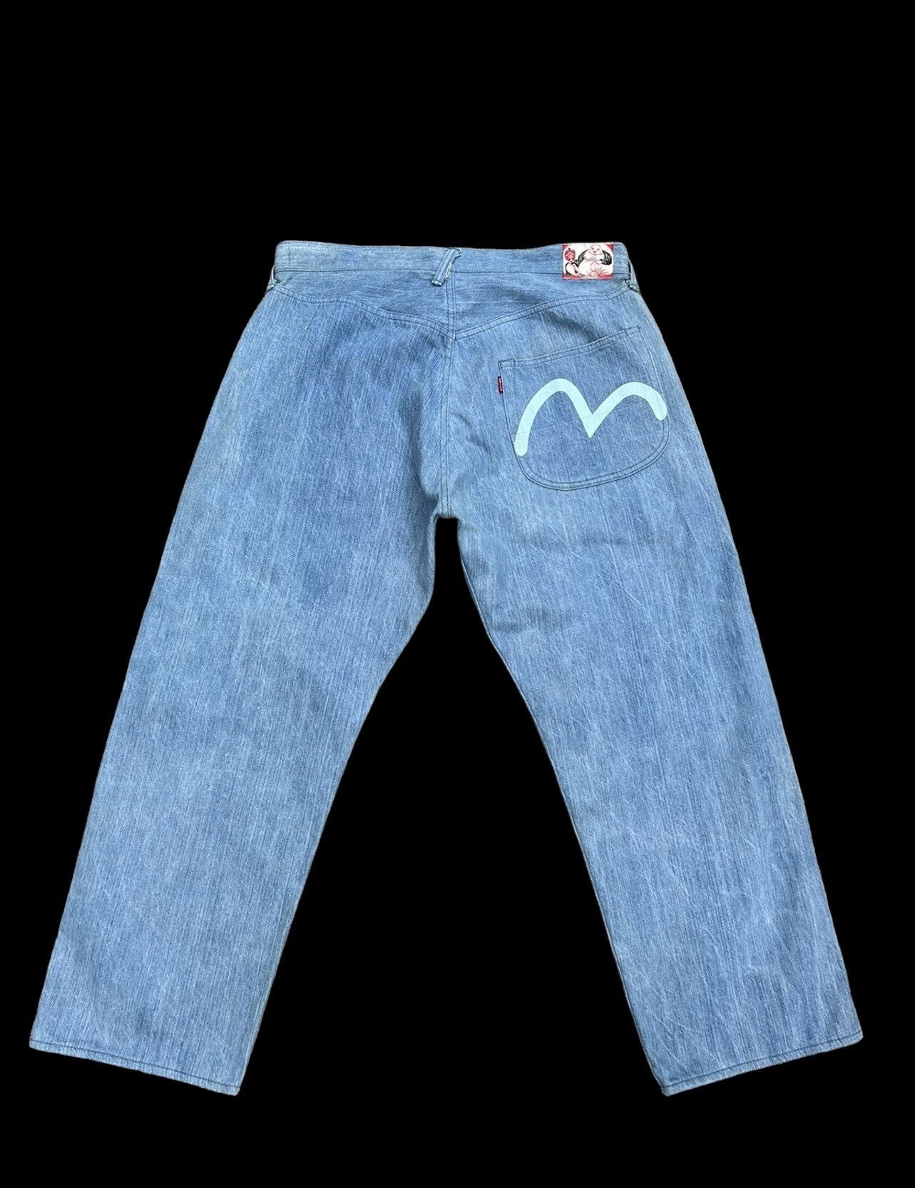 Evisu Vintage Evisu Yamane Japan Fade Light Blue Denim Baggy Jeans Size US 37 - 3 Thumbnail