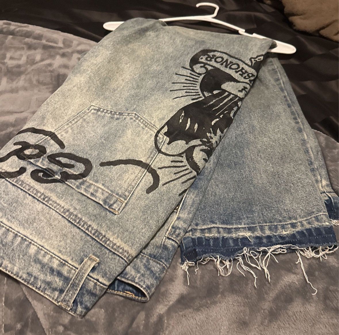 image of Ed Hardy Jeans, Distressed Knees 90’S Rave Y2K Denim in Blue, Men's (Size 38)