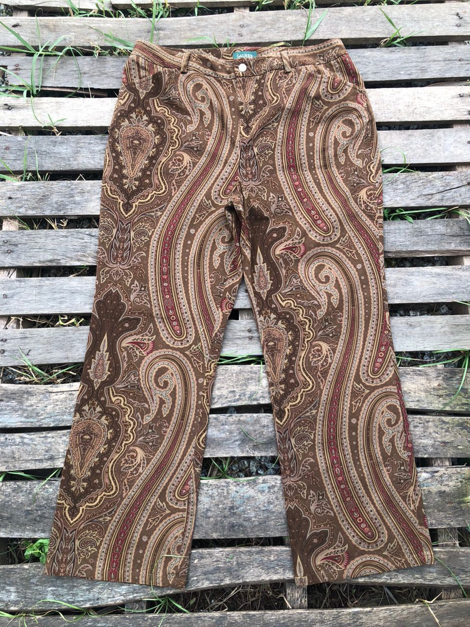 Ralph Lauren Ralph Lauren Brown Paisley Pants Size 35" - 1 Thumbnail
