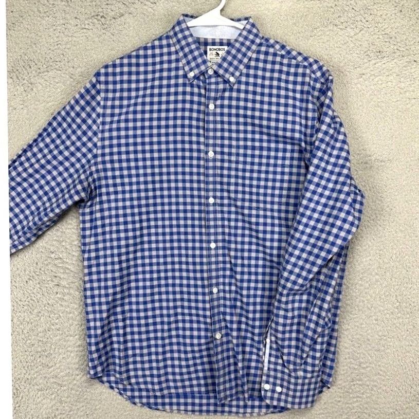 Bonobos Bonobos Shirt Mens Medium Blue Gingham Plaid Button Down Long Sleeve 100% Cotton Size US M / EU 48-50 / 2 - 2 Thumbnail