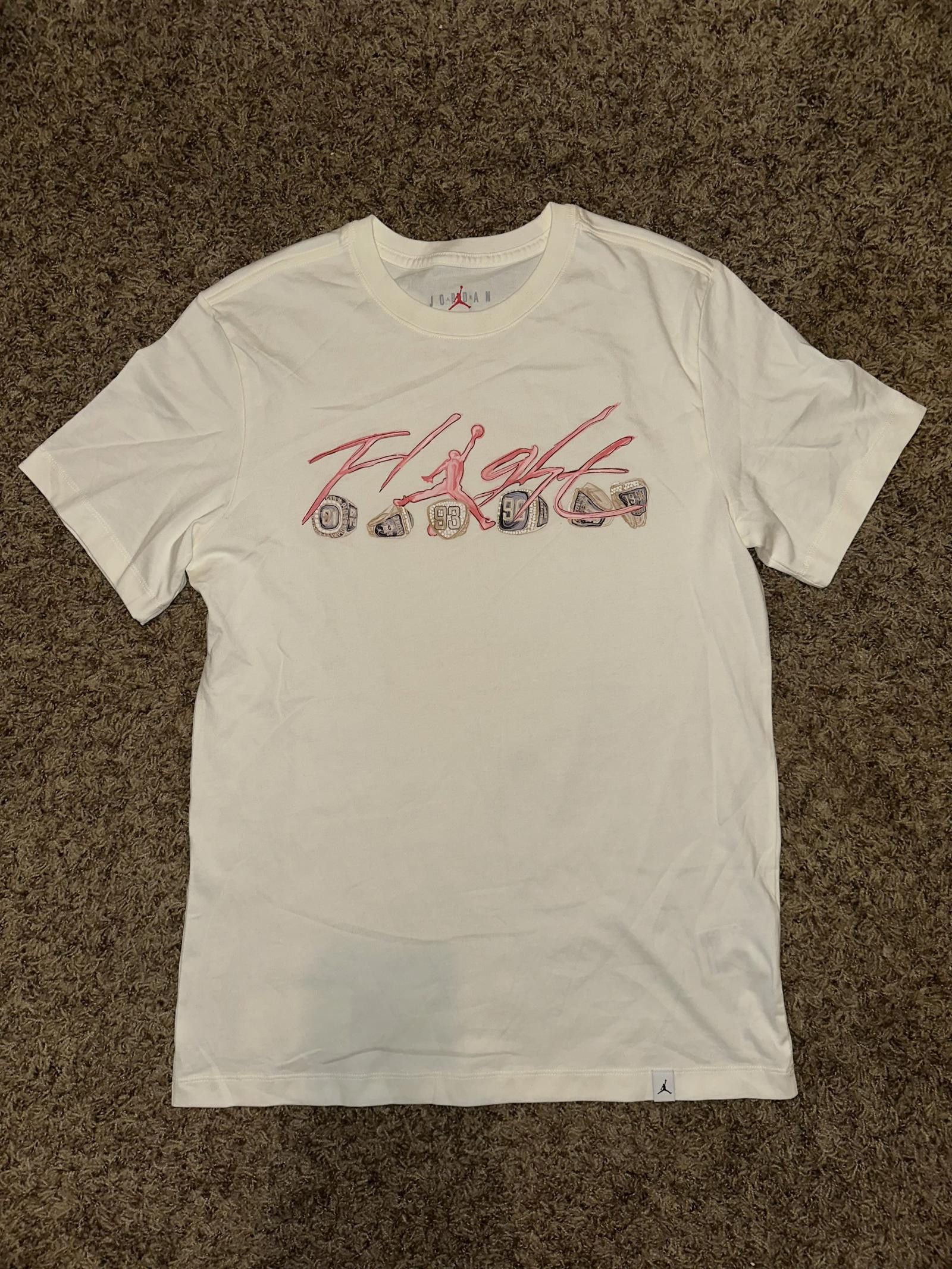 Designer Jordan Men’s Flight Essentials 6 Rings White T-Shirt Sample Asian Sizing Size US M / EU 48-50 / 2 - 1 Thumbnail