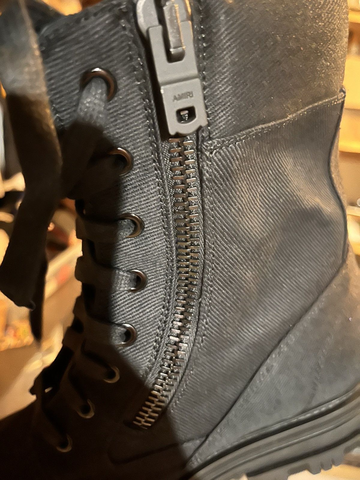 Amiri *Sample* AMIRI Black Canvas Combat Boots Neon Yellow Accents Size US 10.5 / EU 43-44 - 11 Thumbnail