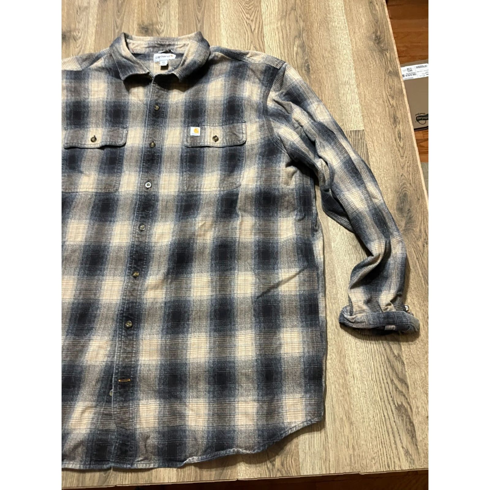Carhartt VINTAGE Carhartt Shirt Mens 2XL Tall Black Yellow Plaid Button Up Long Sleeve Size US XXL / EU 58 / 5 - 4 Thumbnail