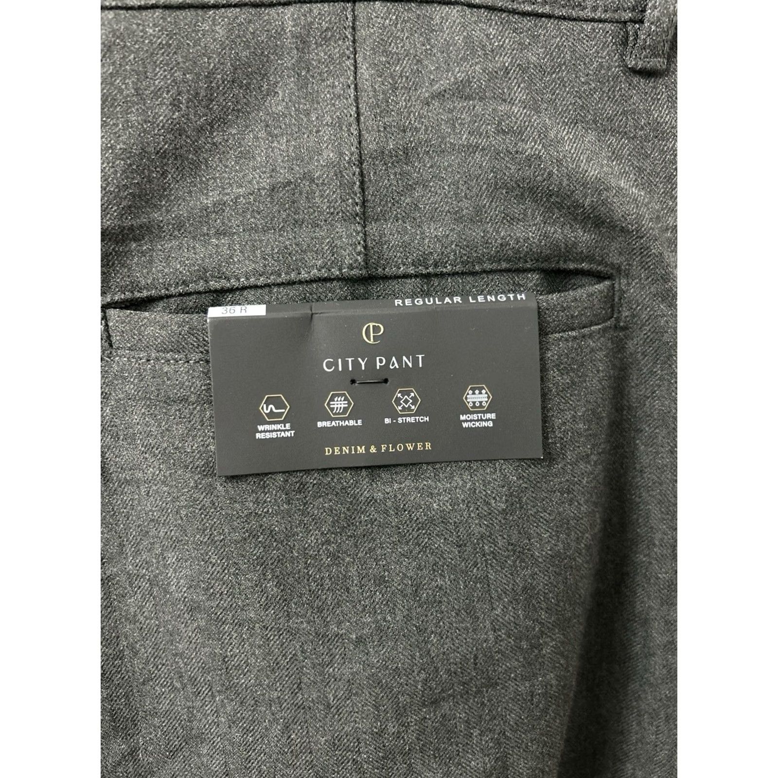 Denime Denim & Flower Ricky Singh City Pant Pants Mens 36x28 Gray Stretch Trousers NWT Dress Pants Flat Front BW Size US 36 / EU 52 - 5 Thumbnail