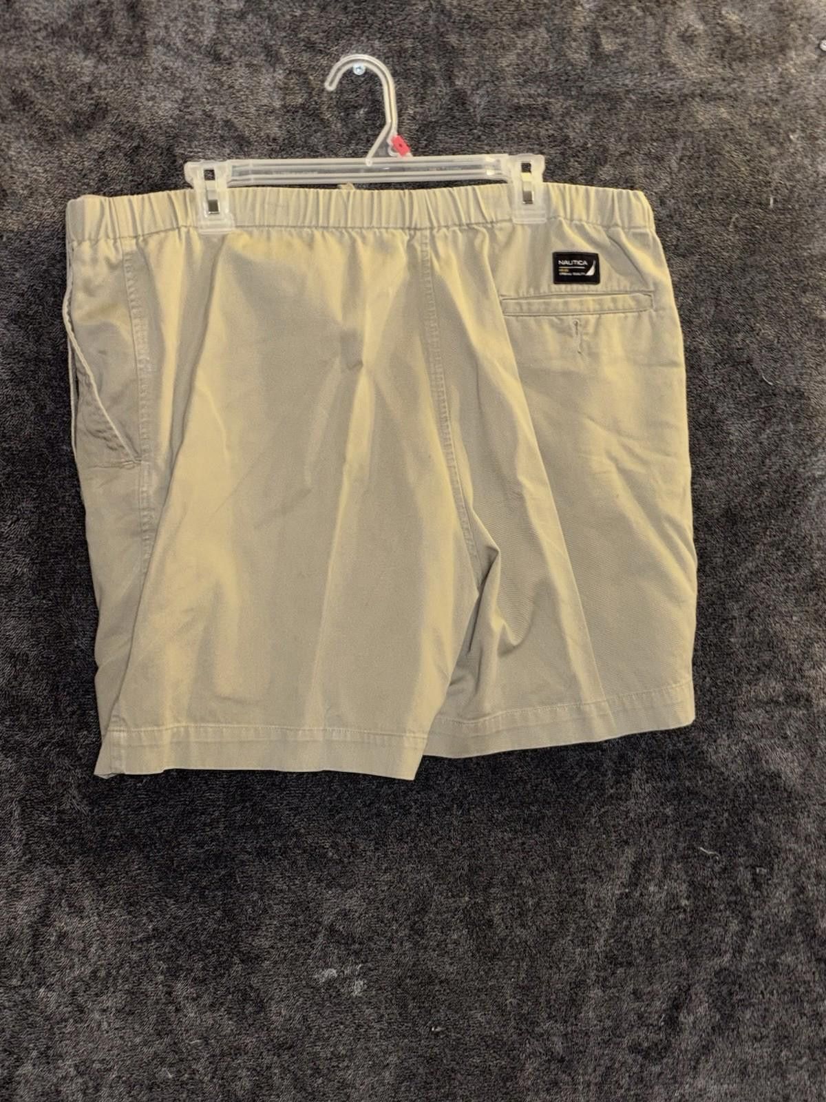 Nautica Nautica Clipper Mens L Khaki Elastic Waist Shorts Relax Fit Size US 34 / EU 50 - 2 Thumbnail