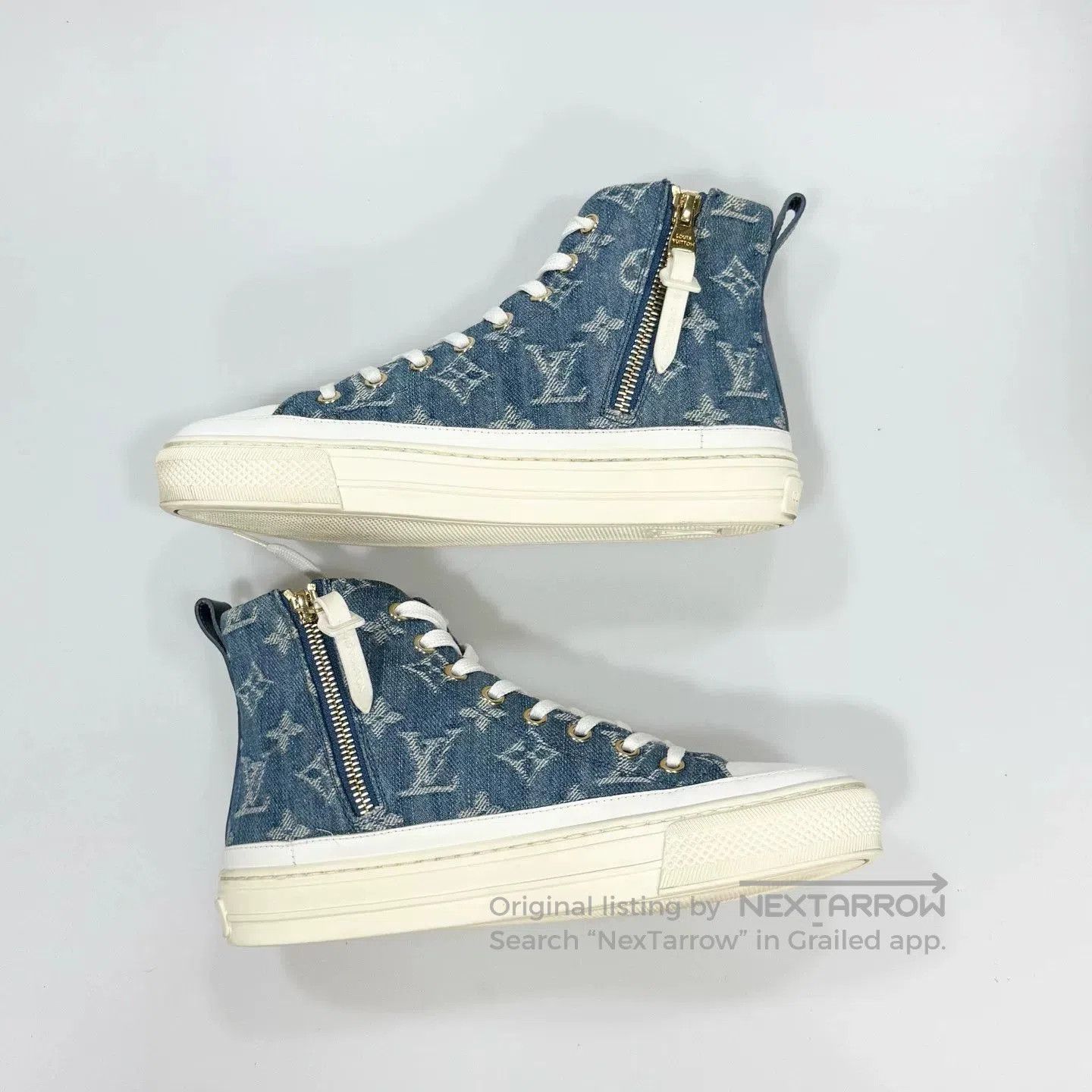 Louis Vuitton LV Denim All-Over Print Sneakers. Size US 4 / IT 34 - 5 Thumbnail