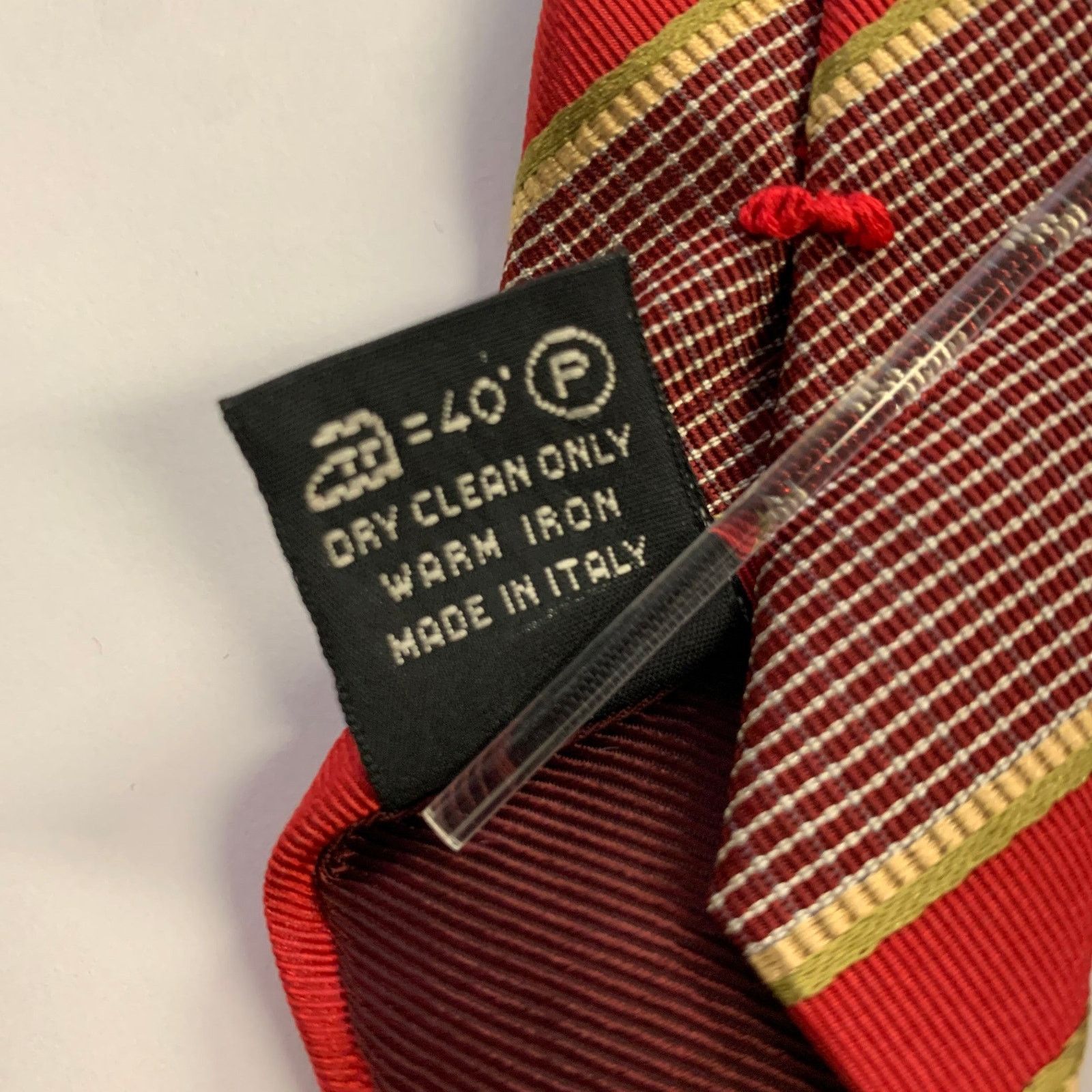 Ermenegildo Zegna ERMENEGILDO ZEGNA One Size Red Gold Diagonal Stripe Silk Tie Size ONE SIZE - 4 Thumbnail