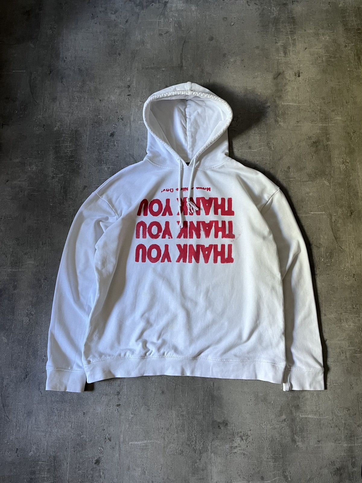Pre-owned Raf Simons Fw 17/18 ‘thank You' White Hoodie