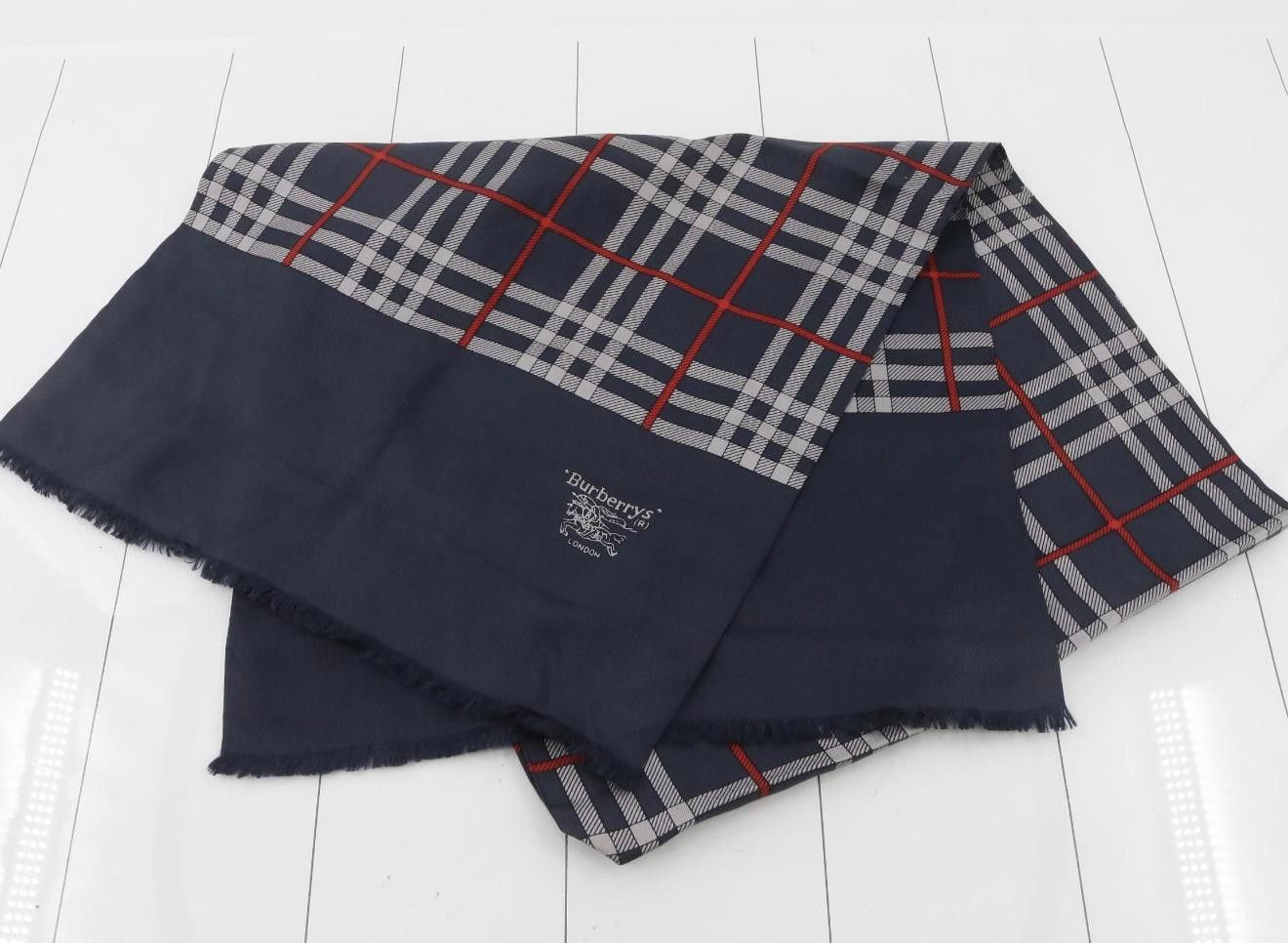 Burberry Burberry Navy Nova Check 100% Silk Scarf Size ONE SIZE - 2 Thumbnail