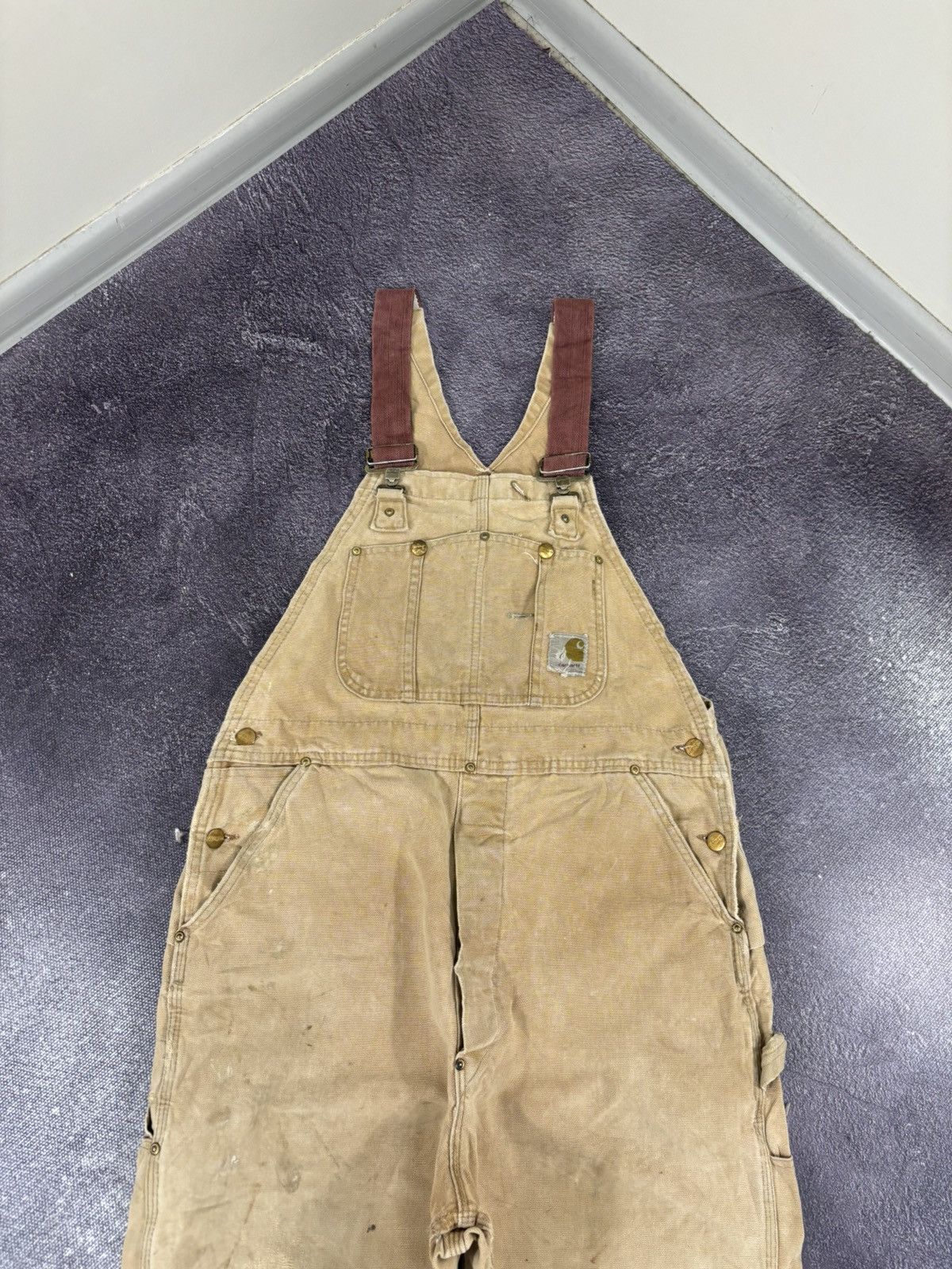 Carhartt Vintage 90s Carhartt Double Knee USA Faded Dungaree Overall Size US 34 / EU 50 - 8 Thumbnail