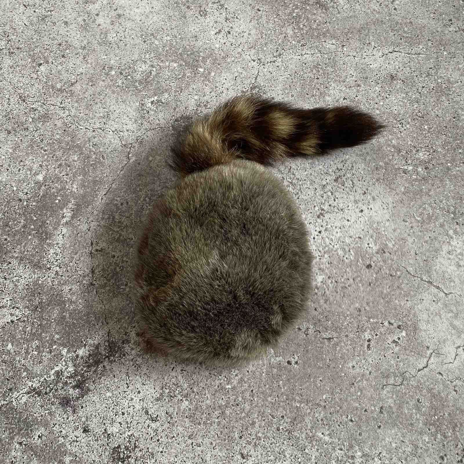 Vintage Vintage Davey Crocket Fur Hat Coonskin Tail Trapper Cap Fur Size ONE SIZE - 2 Thumbnail