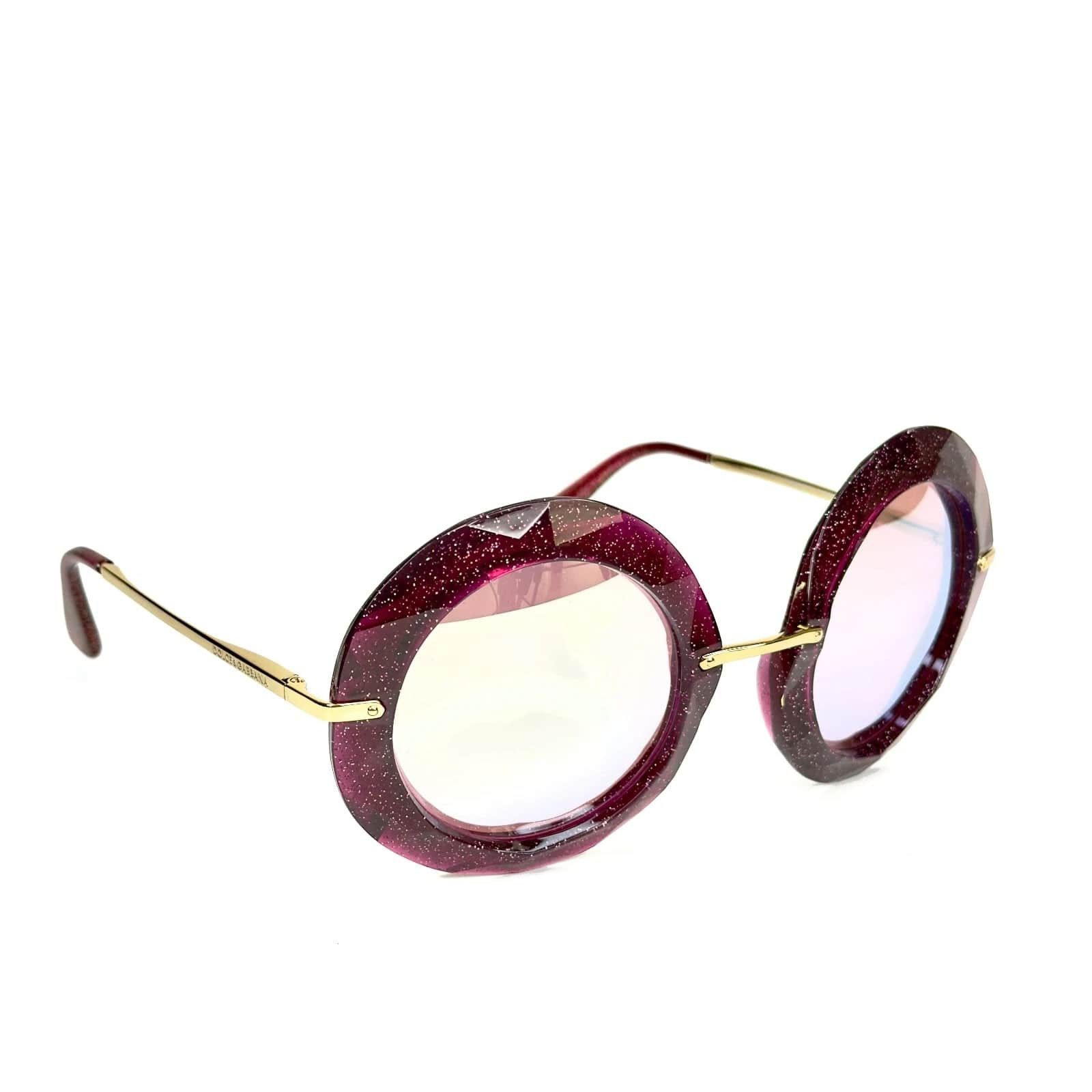 Dolce & Gabbana Dolce & Gabbana DG6105 6105 Fuchsia Glitter Round Sunglass Size ONE SIZE - 5 Thumbnail