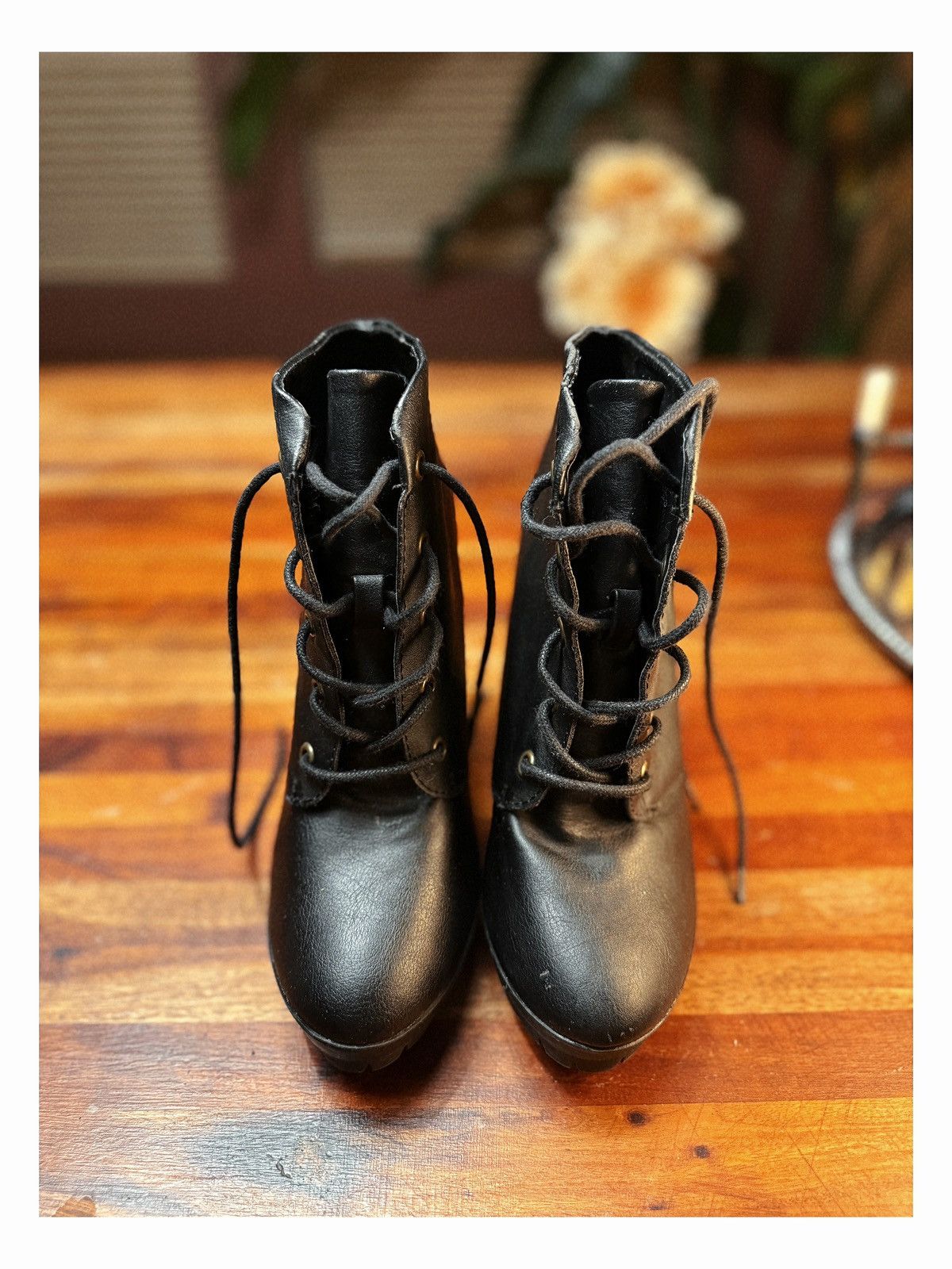 Other Madden Girl “Gabby” Black Platform Lace-Up Booties Size US 8.5 / IT 38.5 - 1 Thumbnail