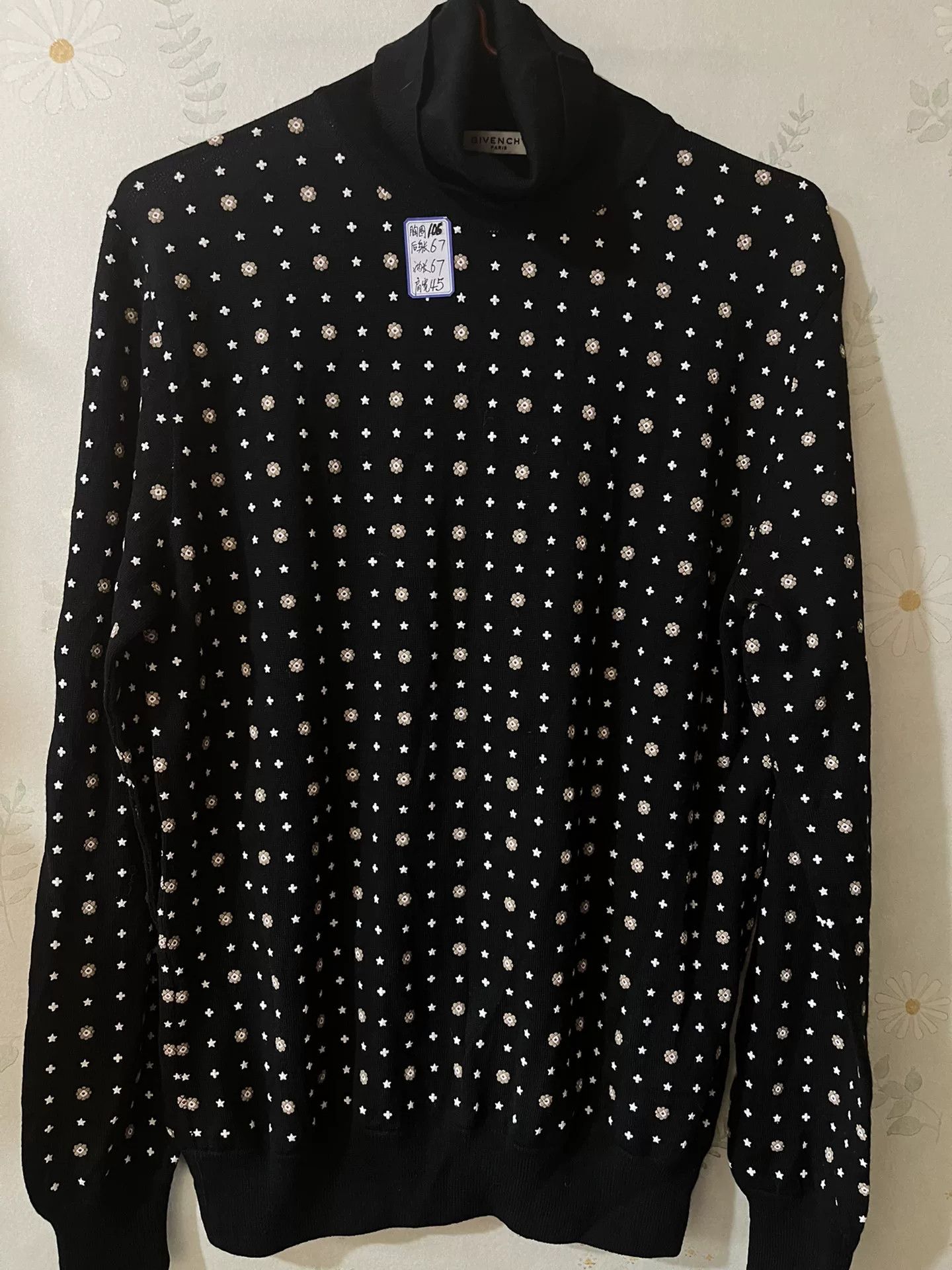 Givenchy Givenchy Black Turtleneck Printed Wool Sweater Size US XXL / EU 58 / 5 - 1 Thumbnail