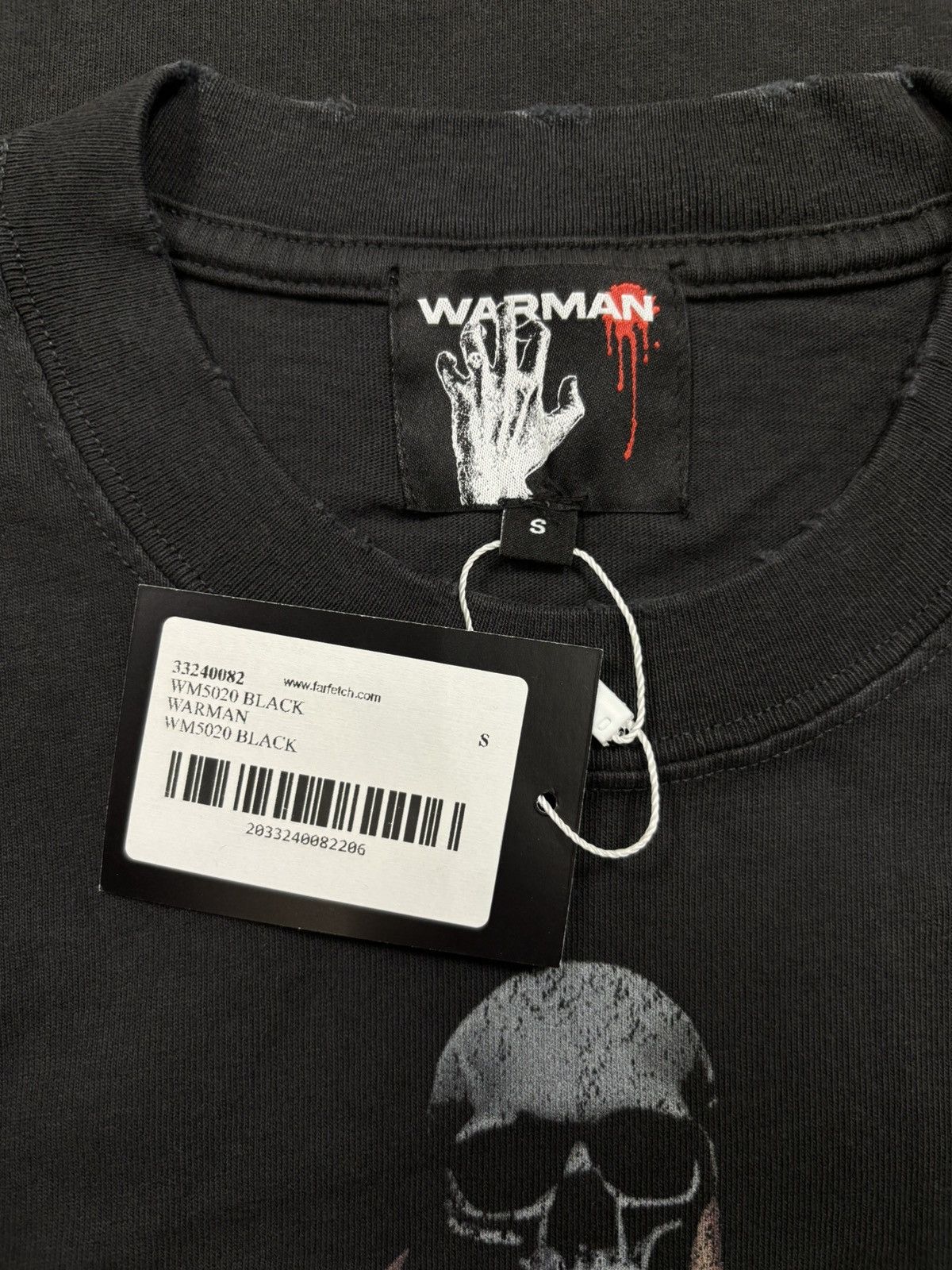 Vintage Warman Fire Circle Skulls Graphic T-Shirt, Washed Black Size US S / EU 44-46 / 1 - 7 Thumbnail