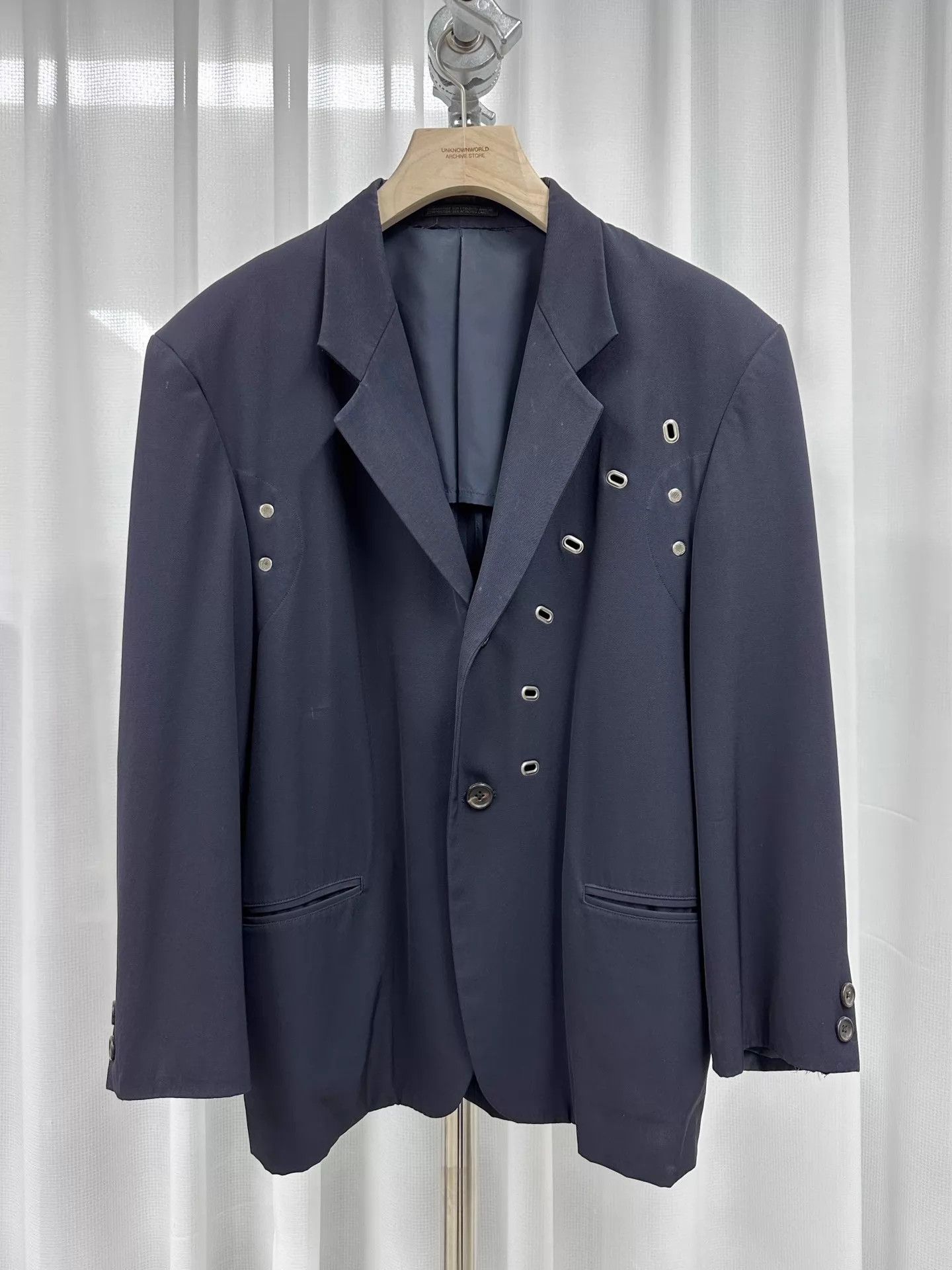 Yohji Yamamoto Yohji Yamamoto Riveted Navy Blue 3 OS Blazer Size US L / EU 52-54 / 3 - 1 Thumbnail