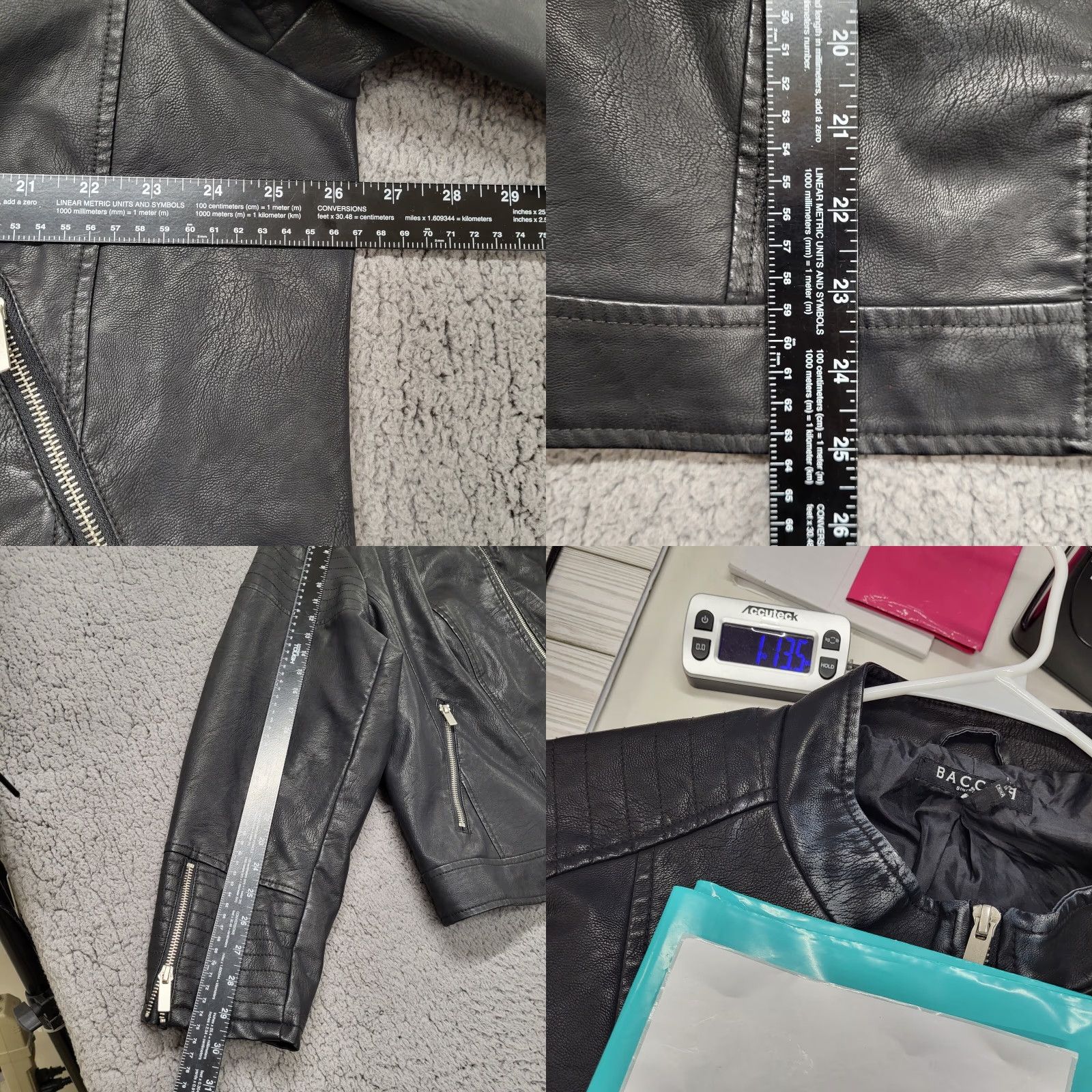 Vintage Baccini Jacket Biker Womens 3X Black Faux Leather Motorcycle Short Sleeve Long Sleeve Zip Winter Casual Plus Size Mens? Wait. Size XXL / US 16-18 / IT 52-54 - 9 Thumbnail