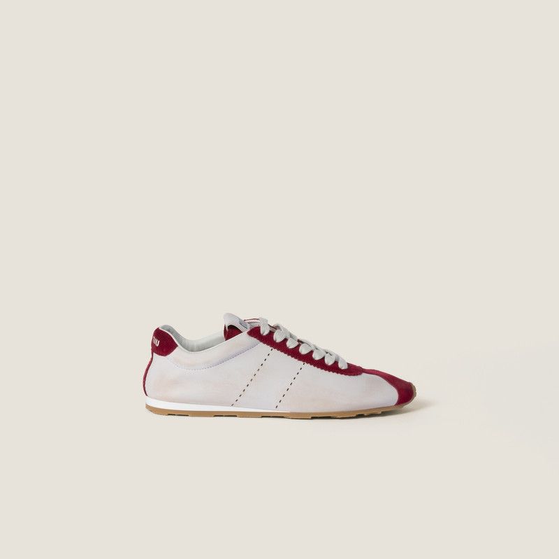 Miu Miu o1B3y1r0526 Padded Nappa Leather And Suede Sneakers Size US 8 / IT 38 - 1 Thumbnail