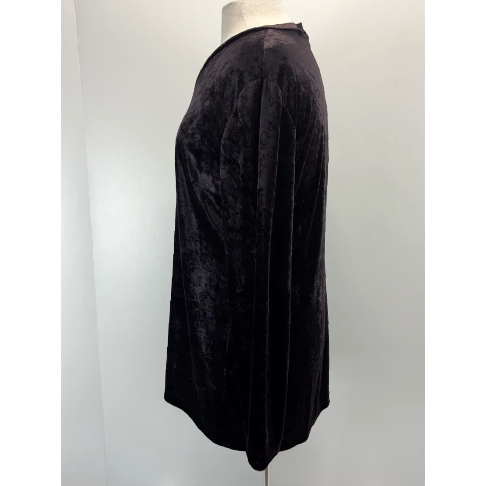 Velvet VINTAGE Chetta B Crushed Velvet Tunic Top 16 Black/brown Purple Goth Retro 90s Womens TUNIC Size XXL / US 16-18 / IT 52-54 - 2 Thumbnail