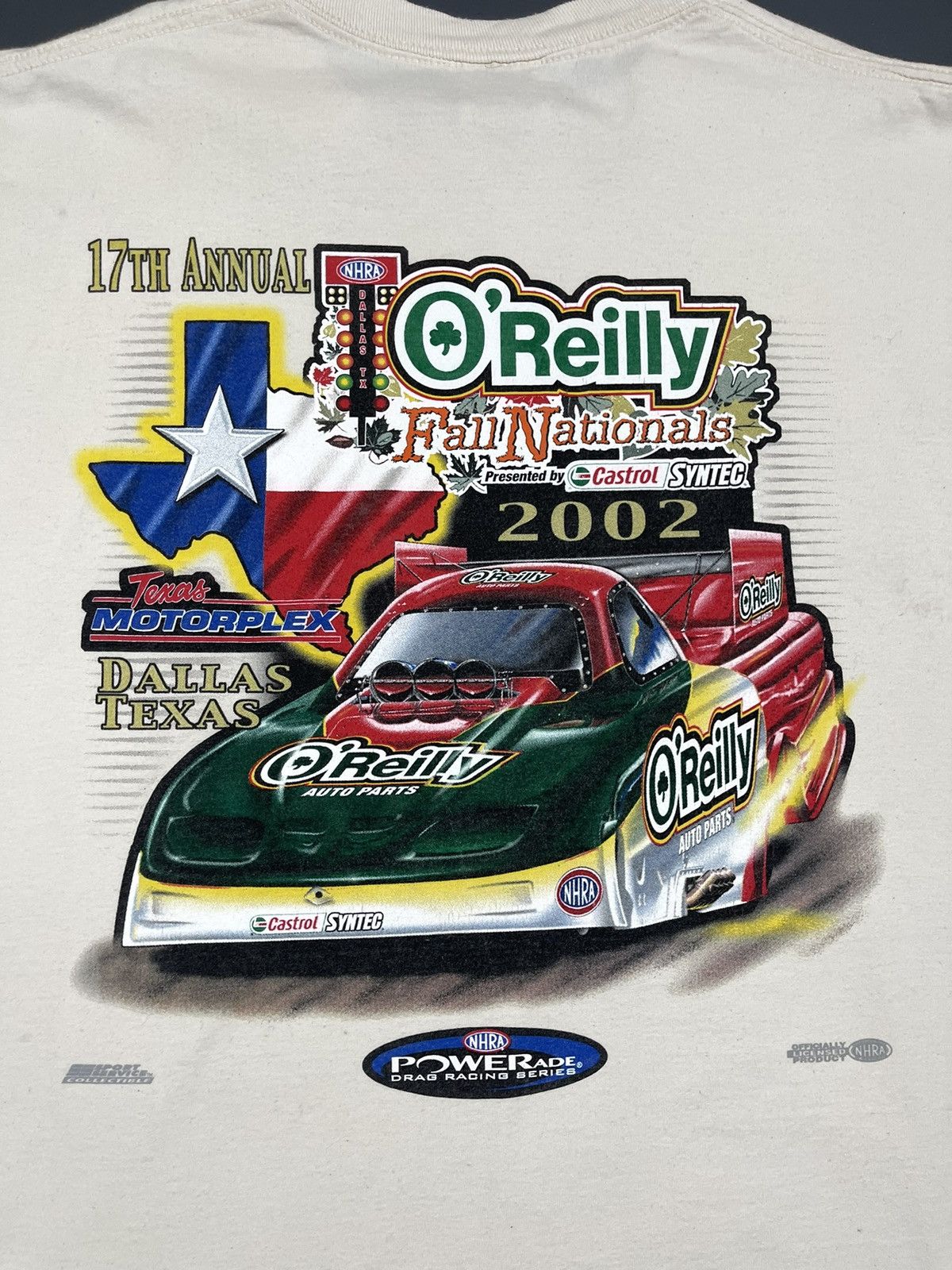 Jerzees 2002 O'Reilly Fall Nations Drag Nascar Vintage T-shirt Size US XL / EU 56 / 4 - 2 Thumbnail