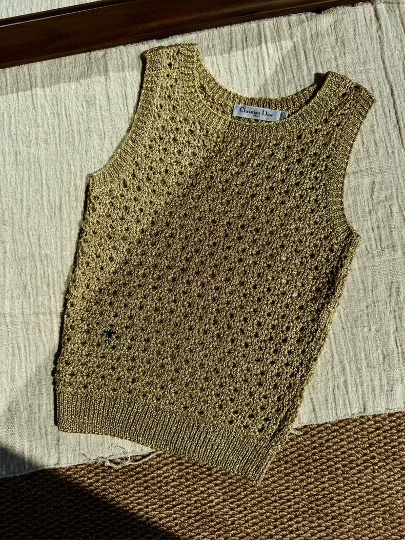 Dior Dior Little Bee CD Embroidered Hollow Gold Vest Size XS / US 0-2 / IT 36-38 - 1 Thumbnail