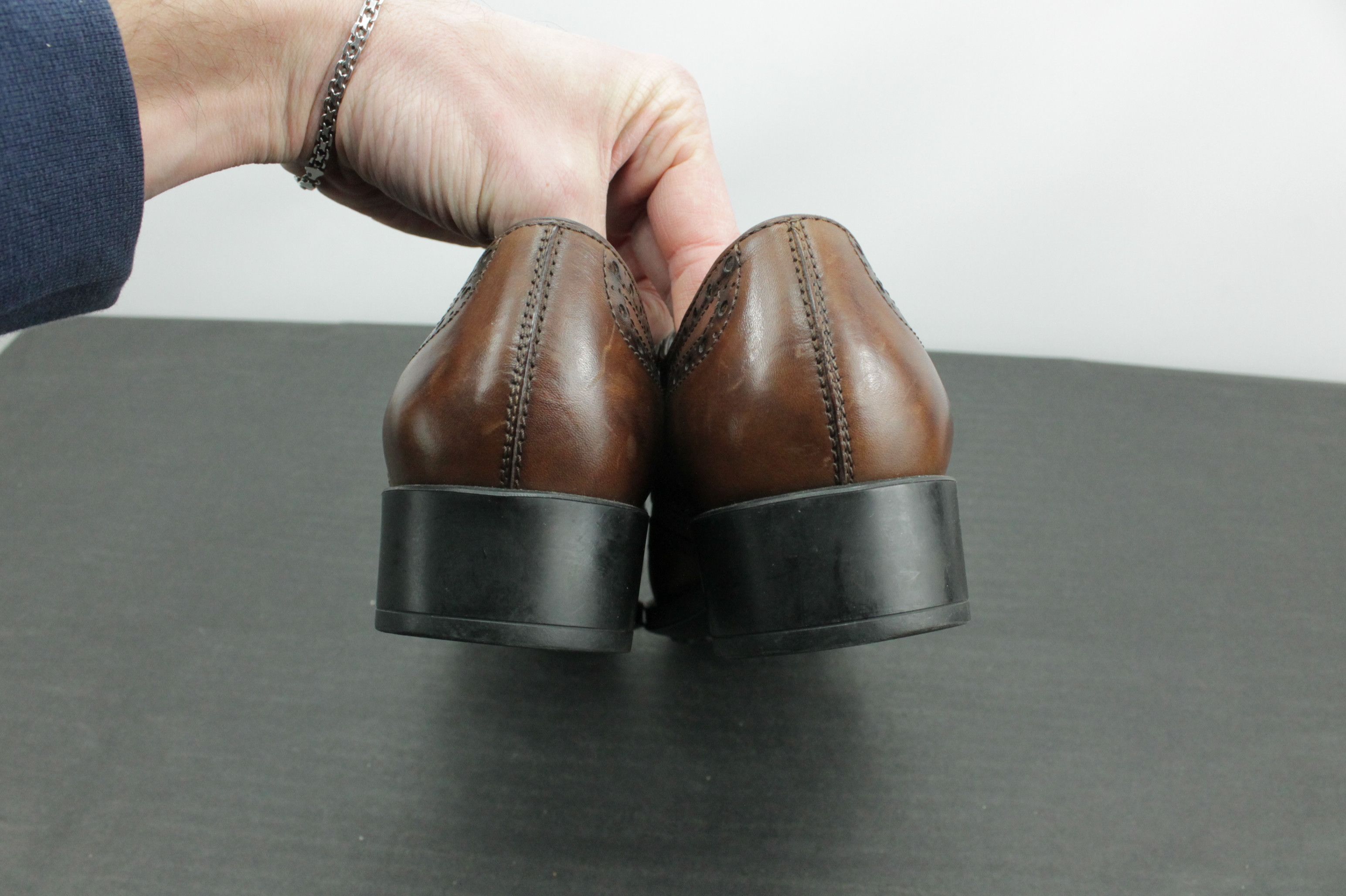 Bally TOD'S Wingtip Derby Brown Leather Heel Brogue Shoes Women's Size US 9 / IT 39 - 4 Thumbnail