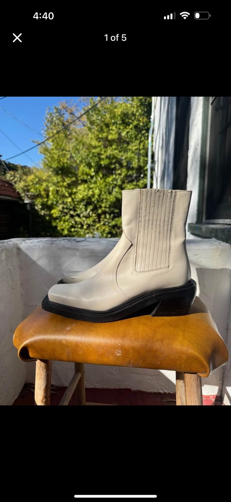 ALOHAS ALOHAS Ranch Cream Leather Square Toe Boot size 38 Size US 7.5 / IT 37.5 - 1 Thumbnail