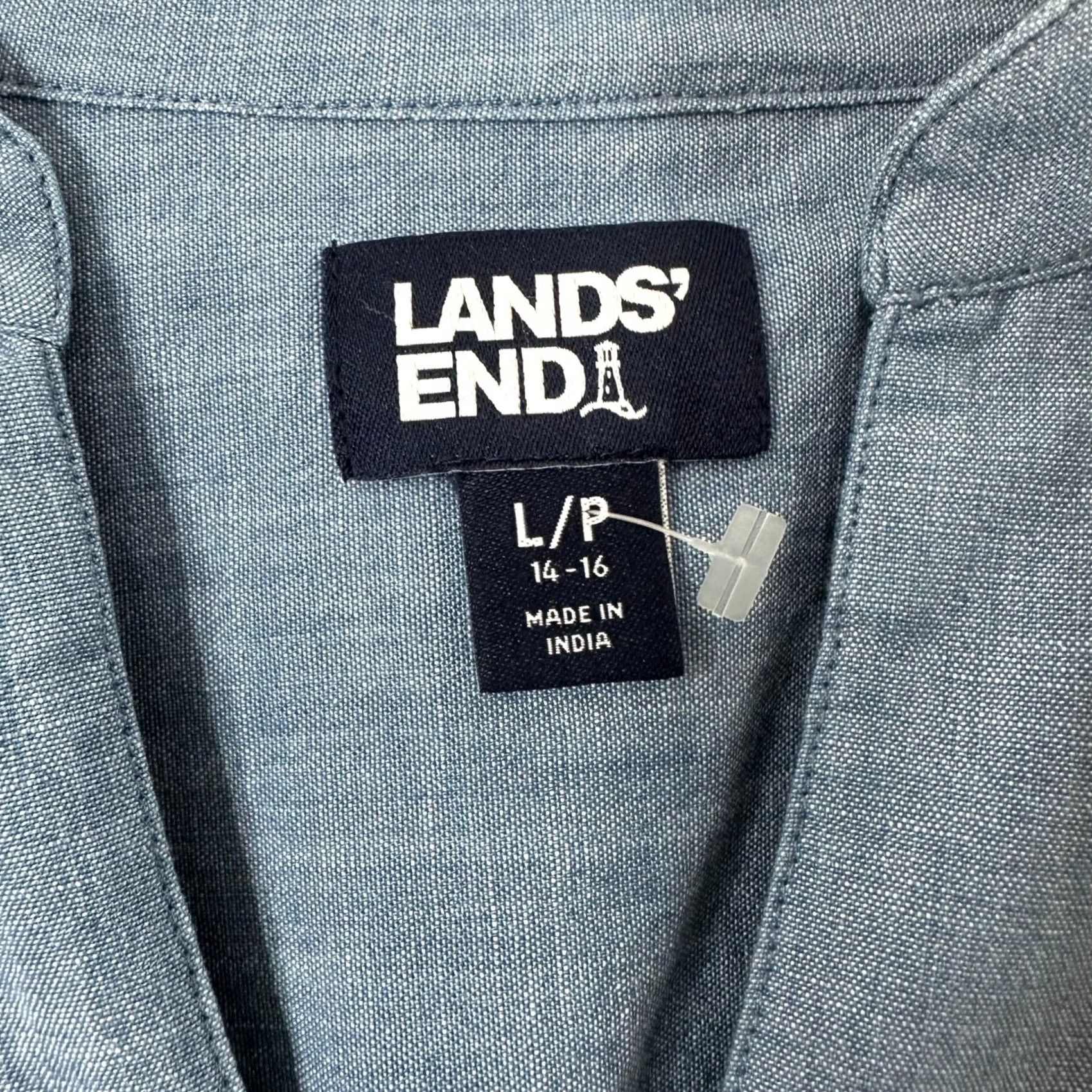 Lands' End Lands End Women Blue Chambray Top Size LP Size XL / US 12-14 / IT 48-50 - 2 Thumbnail
