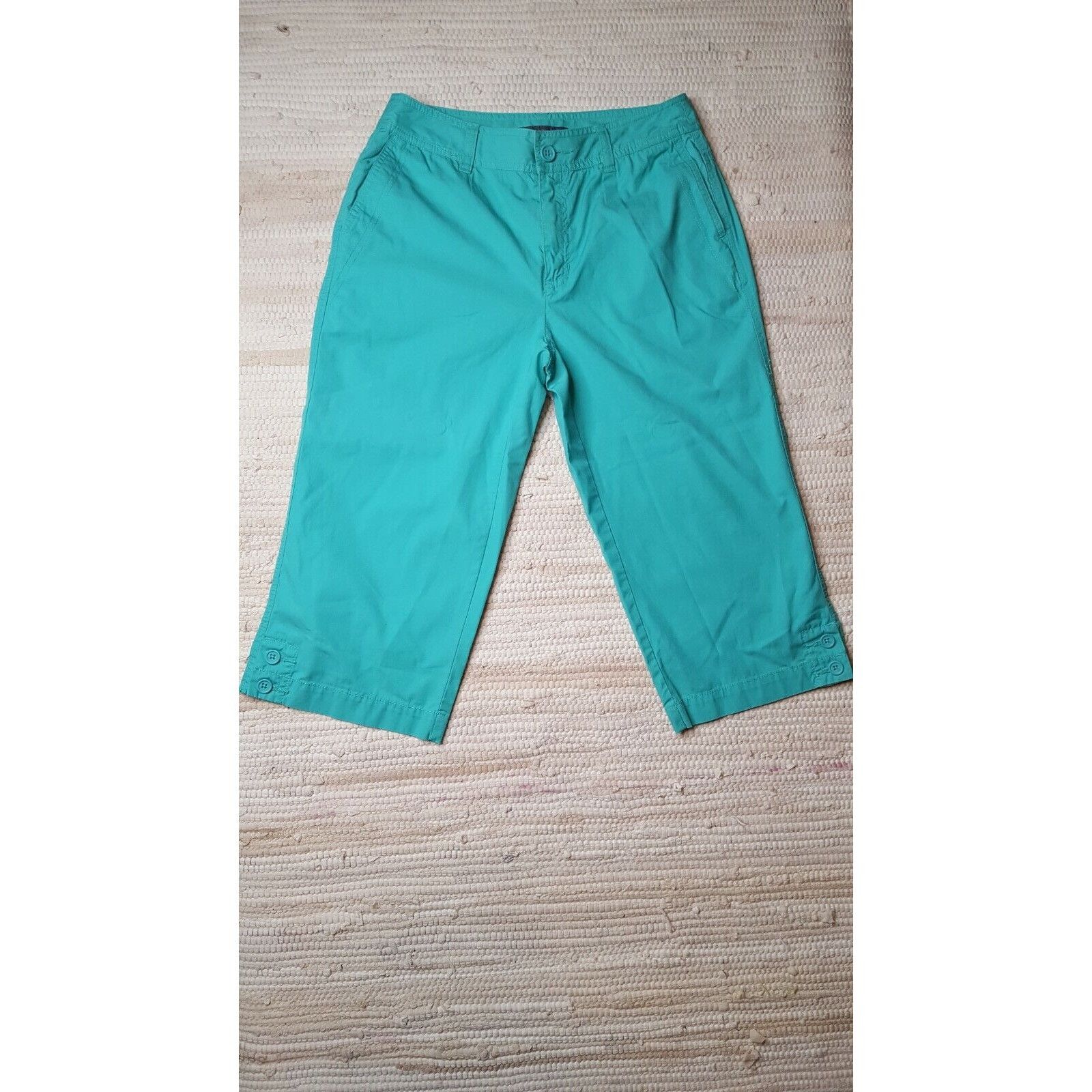 Liz Claiborne Liz Claiborne Womens Teal Green Cotton Capris - Size 4 Size 27" / US 4 / IT 40 - 1 Thumbnail