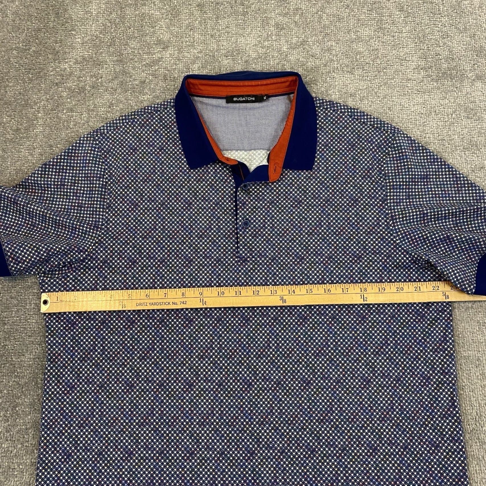 BUGATCHI BUGATCHI Polo Mens XL Multicolor Colorful Collared Micro Dot Geometric S/S Golf Shirts Size US XL / EU 56 / 4 - 7 Thumbnail