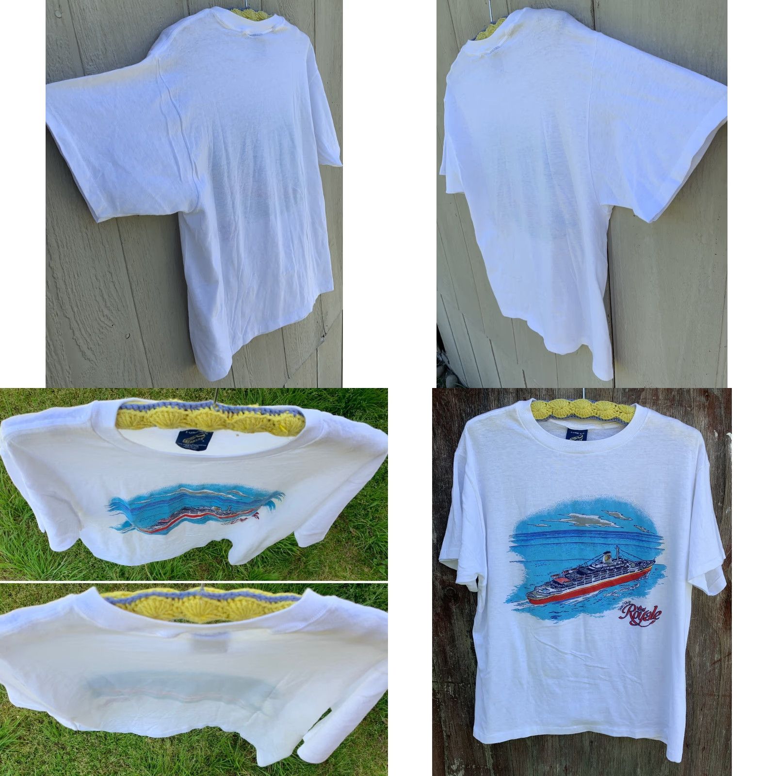 Vintage VINTAGE Sneakers T-Shirt, Star Ship Royal graphic tee, 80s, XL, White, Men, Short Sleeve, Single Stitch, Cotton/Polyester Blend, Made in USA Size US XL / EU 56 / 4 - 8 Thumbnail