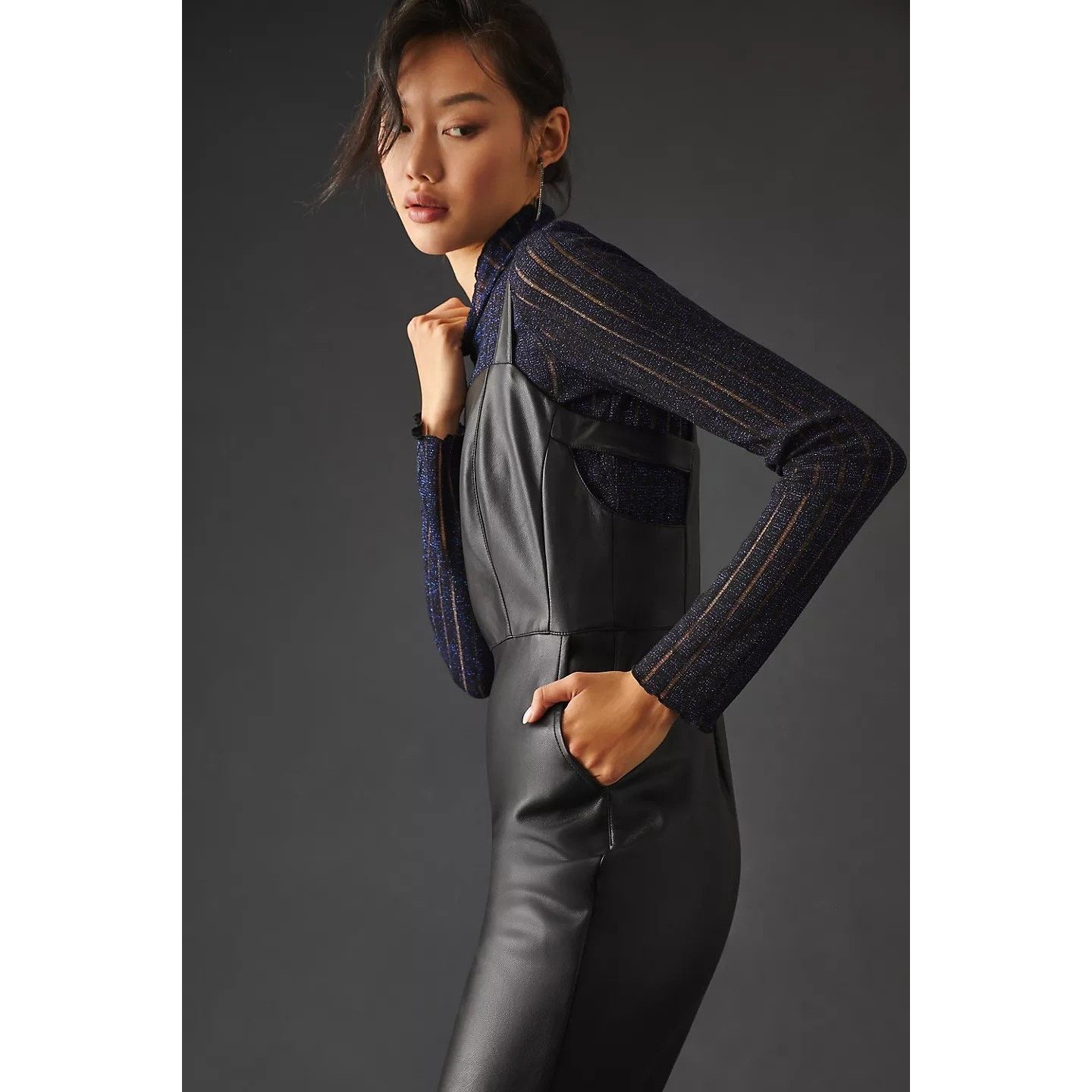 Anthropologie Anthropologie Avec Les Filles Faux Leather Jumpsuit SMALL Size 28" / US 6 / IT 42 - 2 Thumbnail