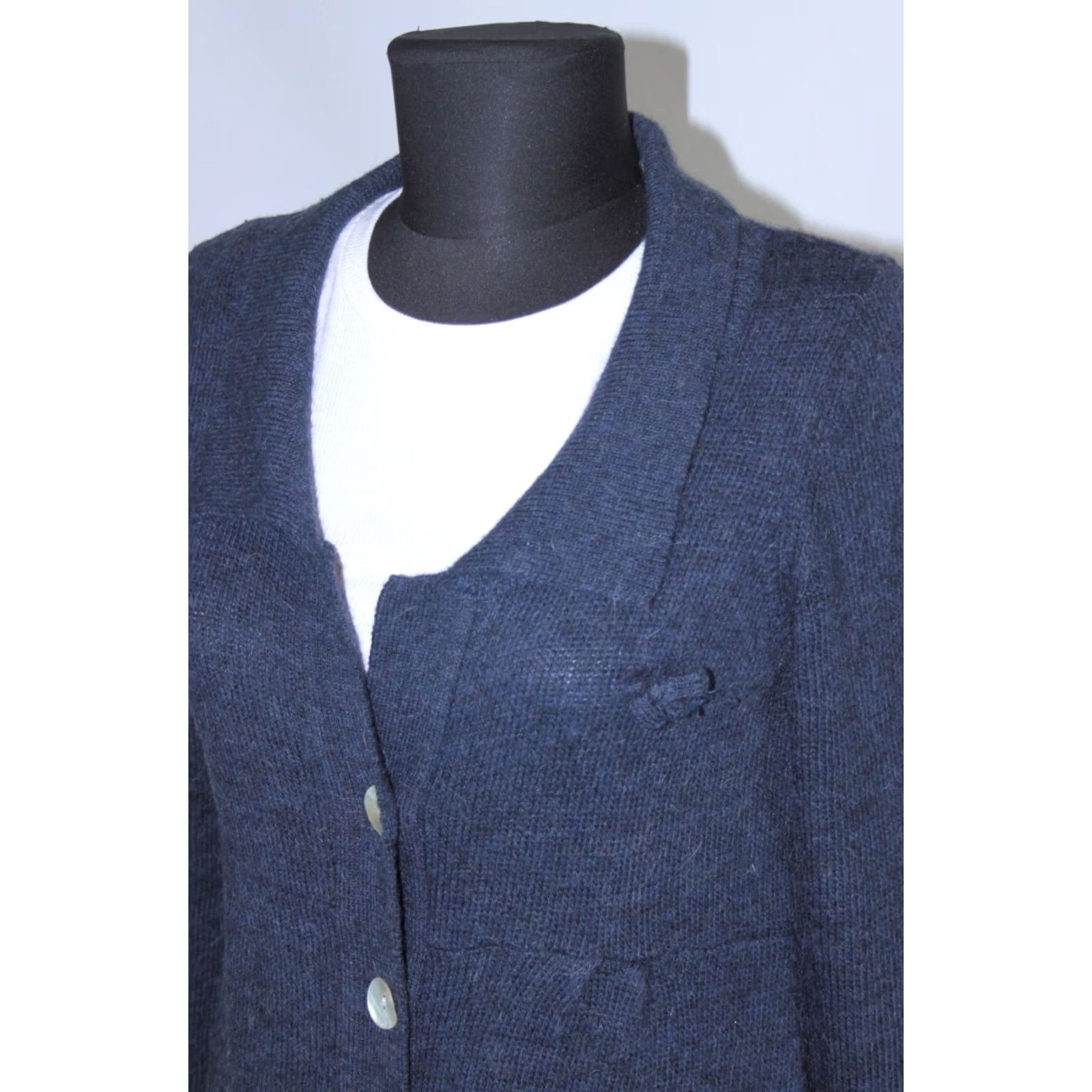 Vintage Odd Molly 336 womens navy alpaca wool cardigan wrap robe Size 2 M Blue Cardigan Womens 2 M Size XS / US 0-2 / IT 36-38 - 3 Thumbnail