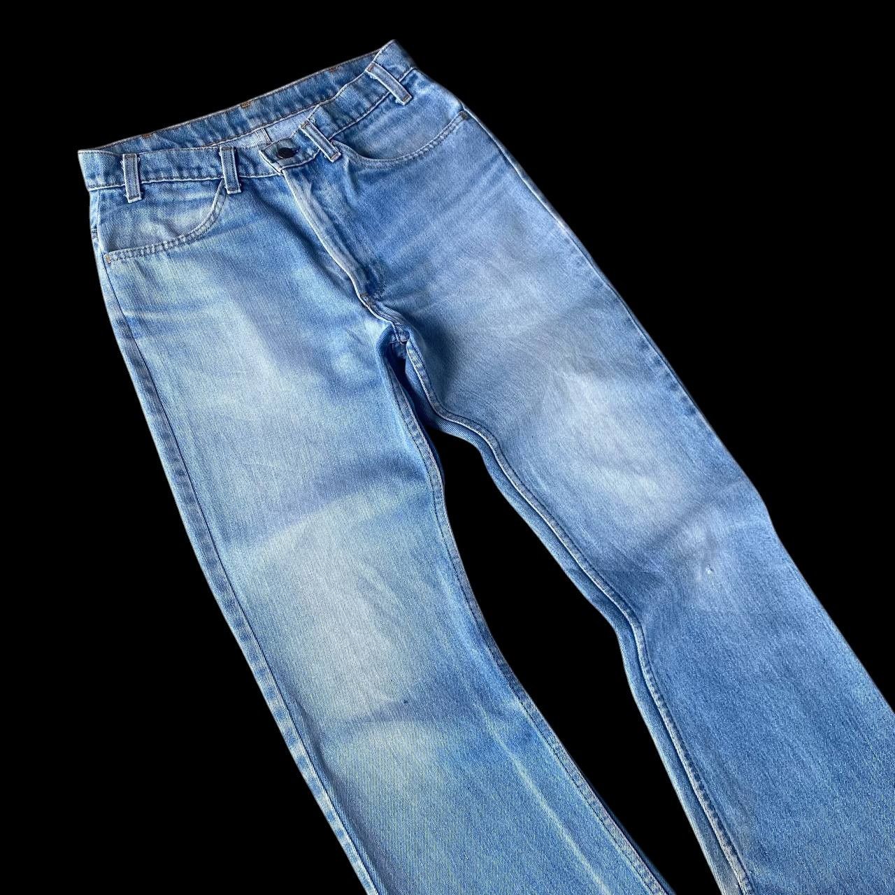 Levi's Vintage Clothing RARE 1970S LEVIS 646 ORANGE TAG FLARED BLUE WASH FRAYED HEM Size US 30 / EU 46 - 4 Thumbnail