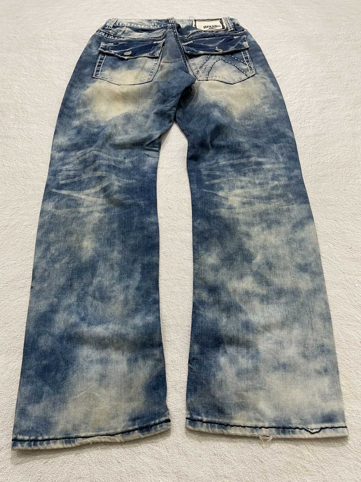 Japanese Brand 2000s Acid Washed Buckaro Light Blue Jeans Y2K Size US 29 - 6 Thumbnail